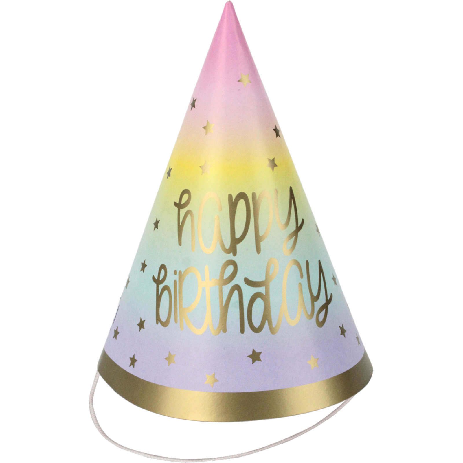 Rainbow Stars Happy Birthday Party Hats (Pack of 8) 