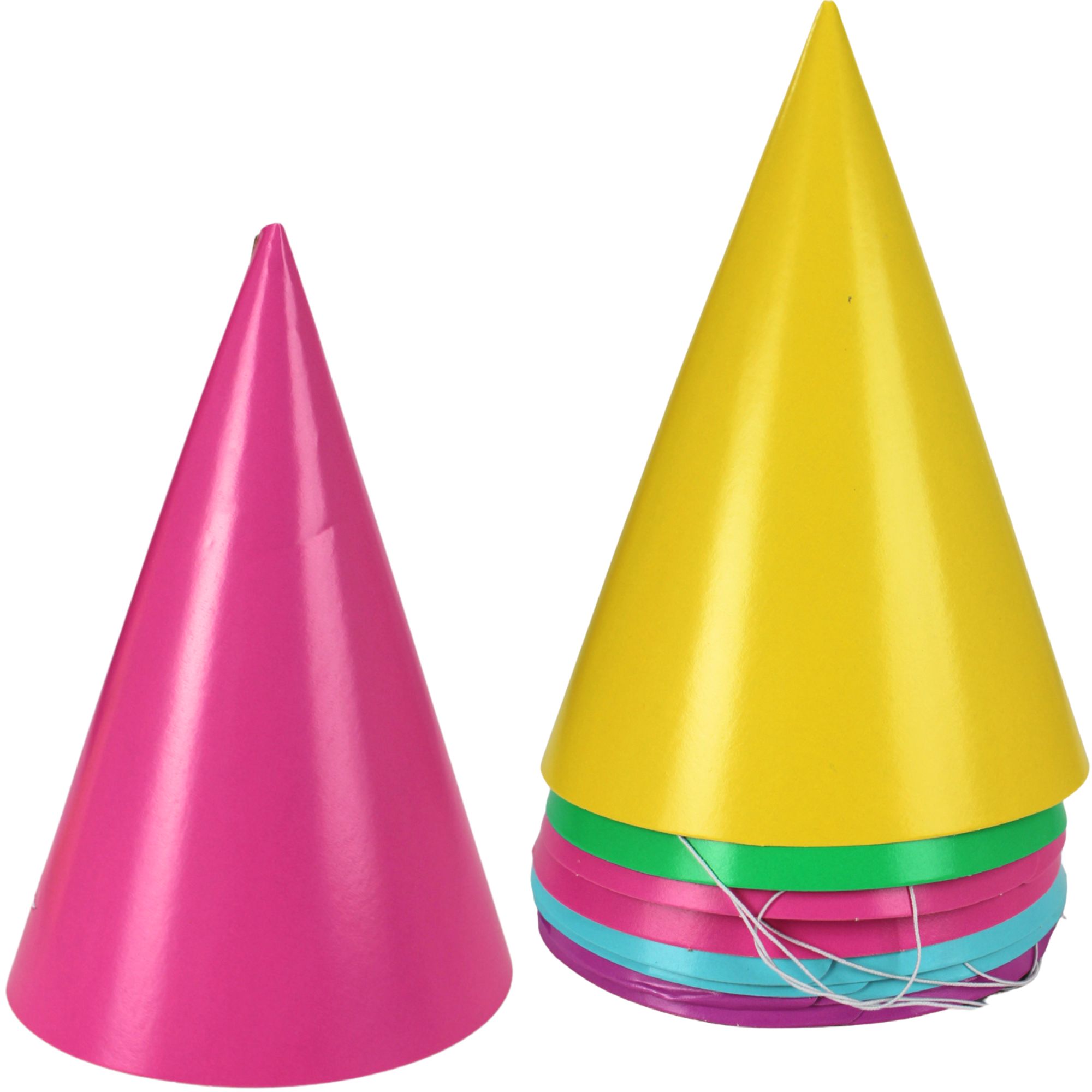 Assorted Bright Coloured Party Hats (Pack of 8) 