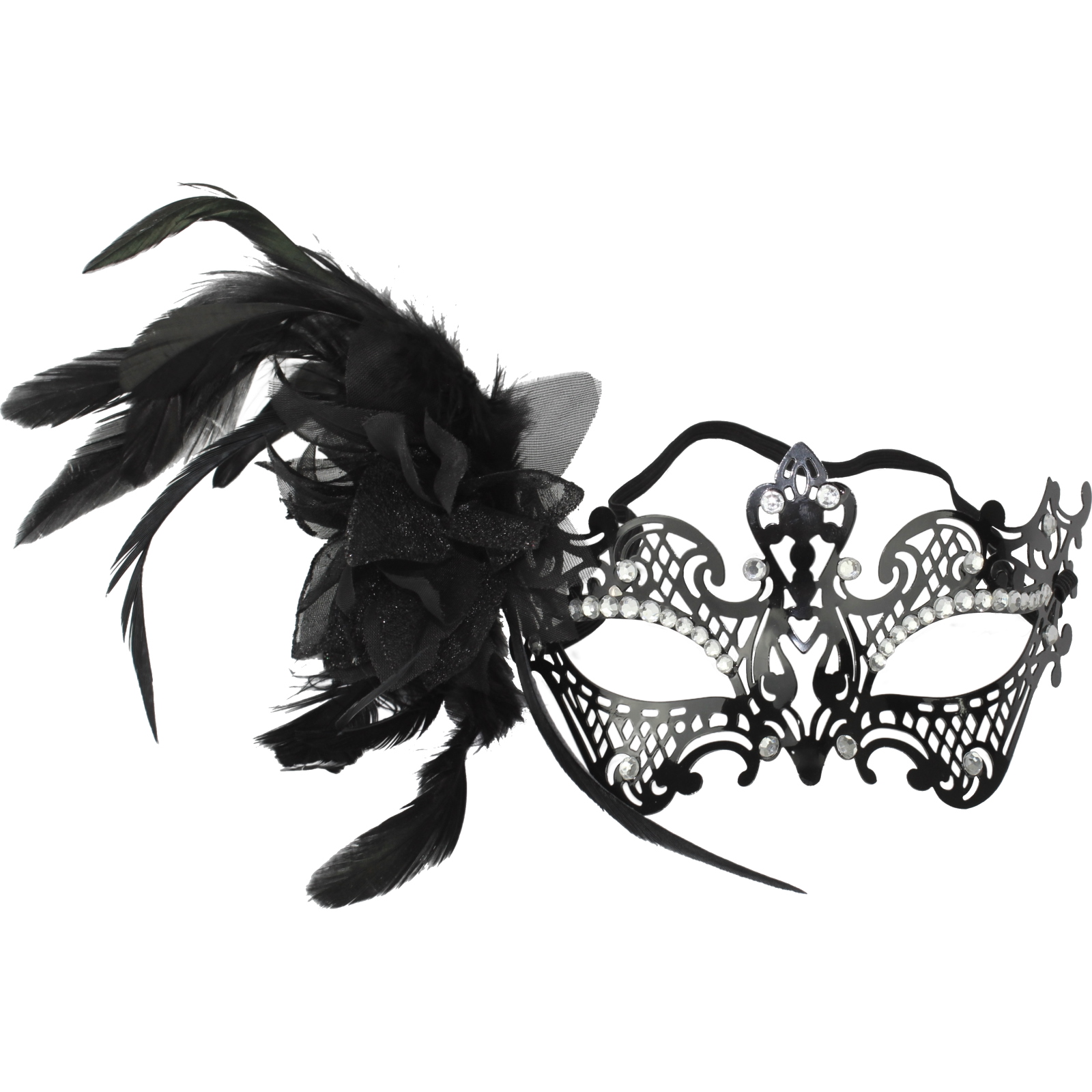 Black Filigree Diamante Masquerade Mask