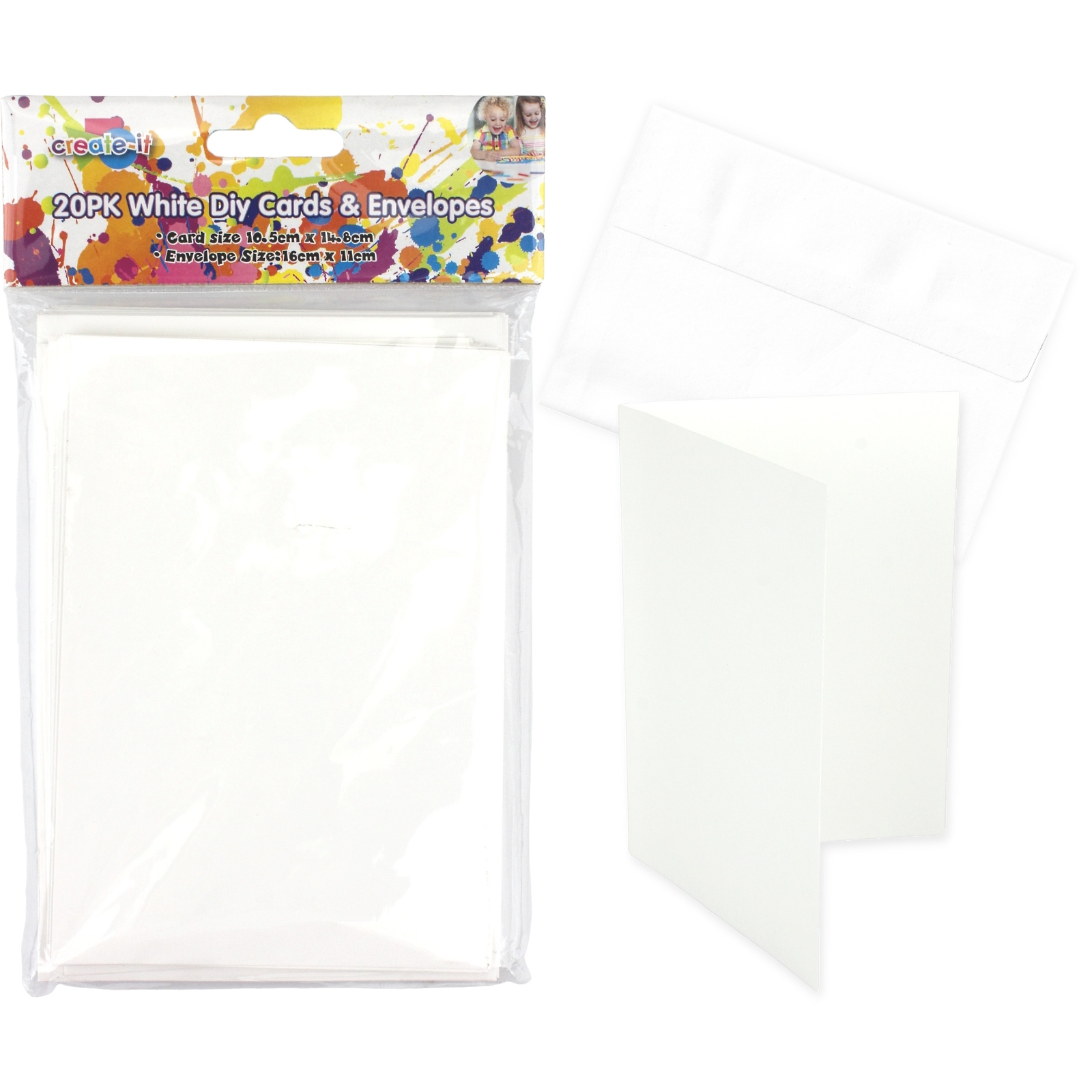 White DIY Cards And Envelopes (Pack of 20) 