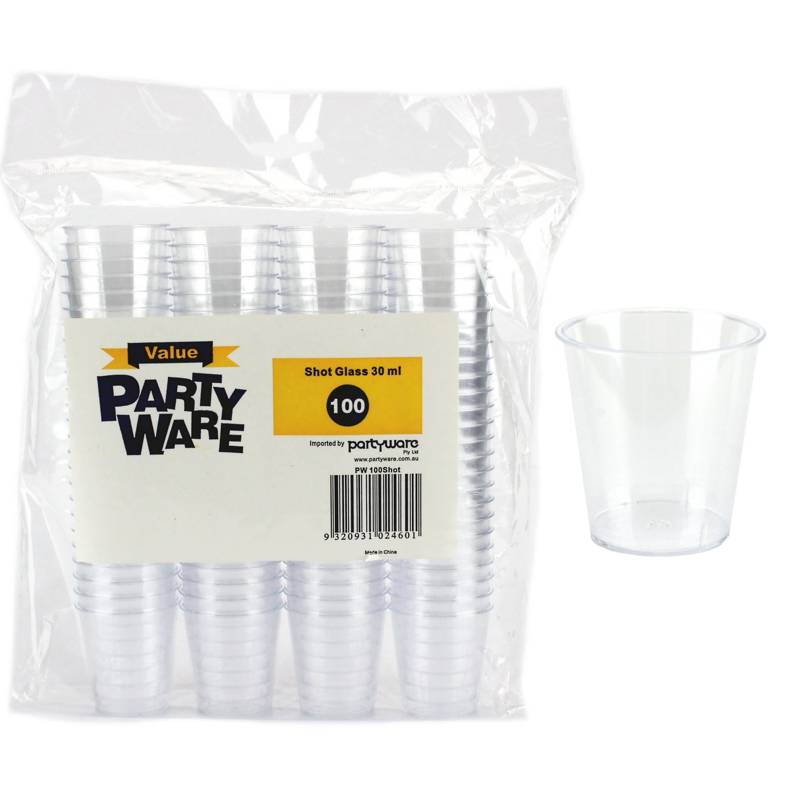 Clear Plastic Shot Glasses 30ml (Pack of 100)