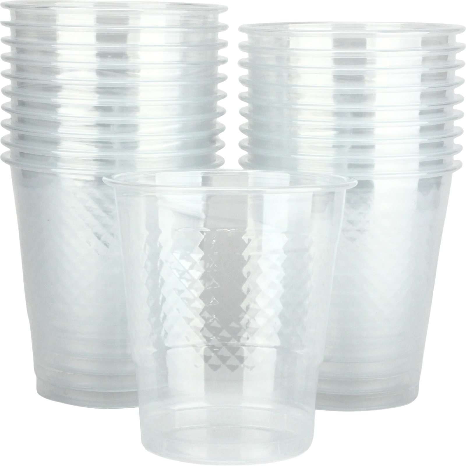 Clear Plastic Diamond Reusable Cups 355ml (Pack of 20)