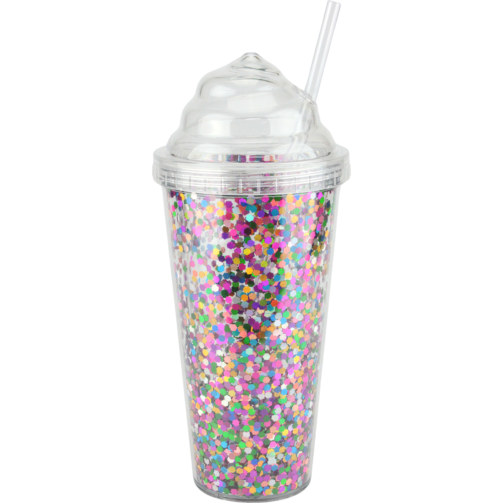 Ice Cream Shaped Glittered Acrylic Tumbler Cup with Straw