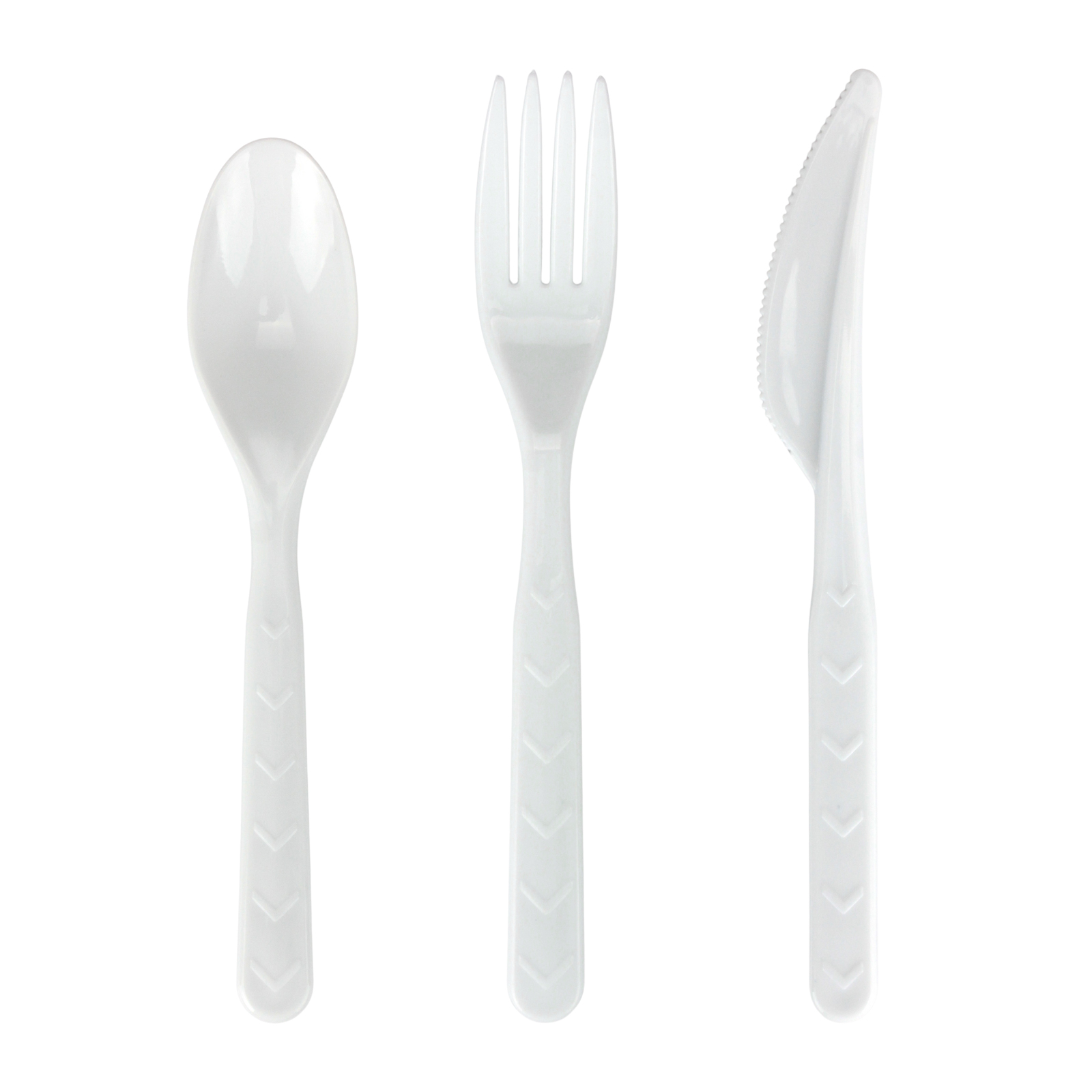 White Reusable Premium Plastic Cutlery Set (Pack of 48) 