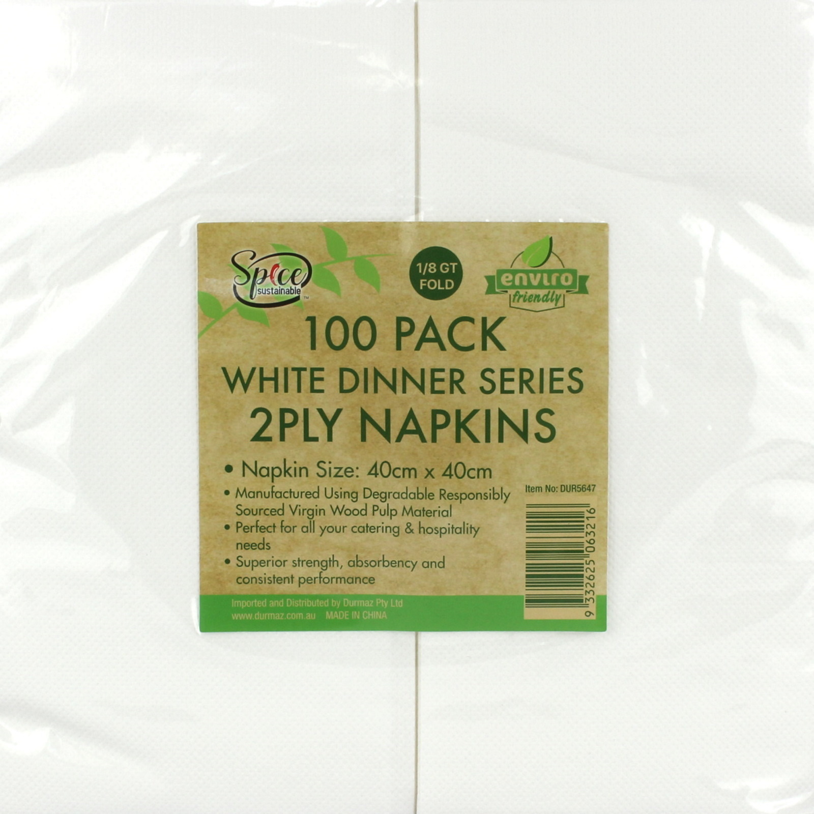 White Dinner Napkins 1/8 GT Fold (Bulk Pack of 100)