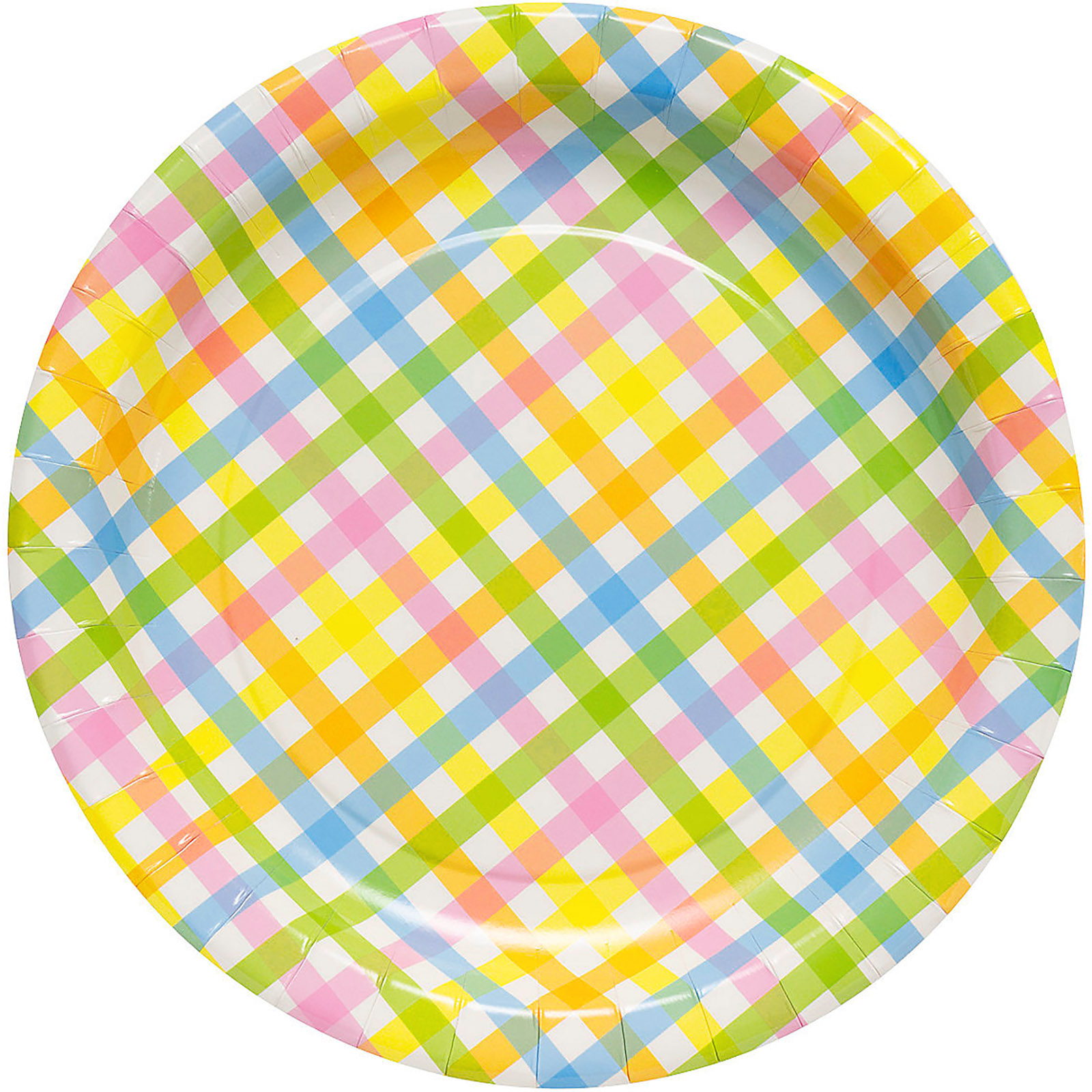 Pastel Gingham Large Paper Plates (Pack of 8) 