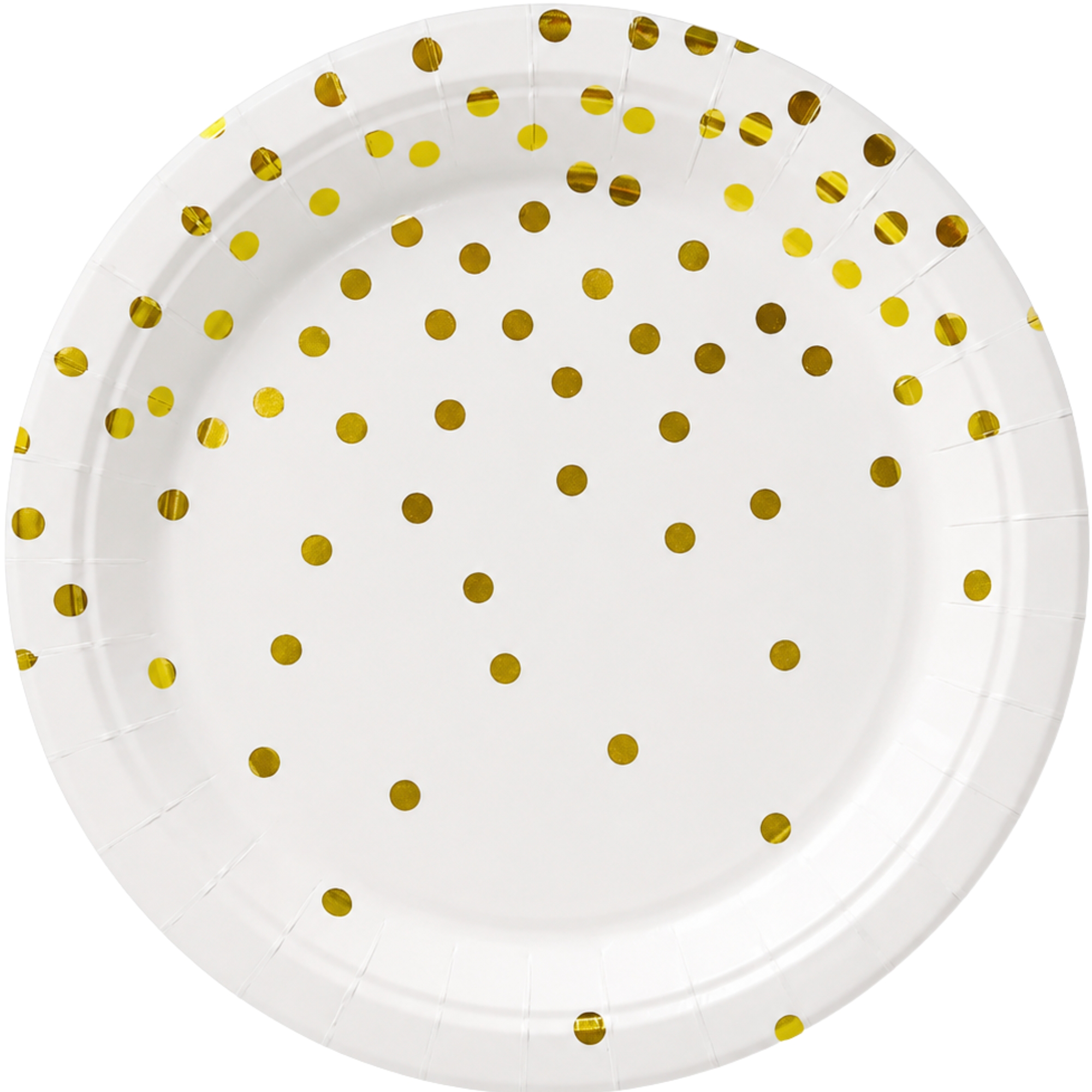 White and Gold Confetti Large Paper Plates (Pack of 12)