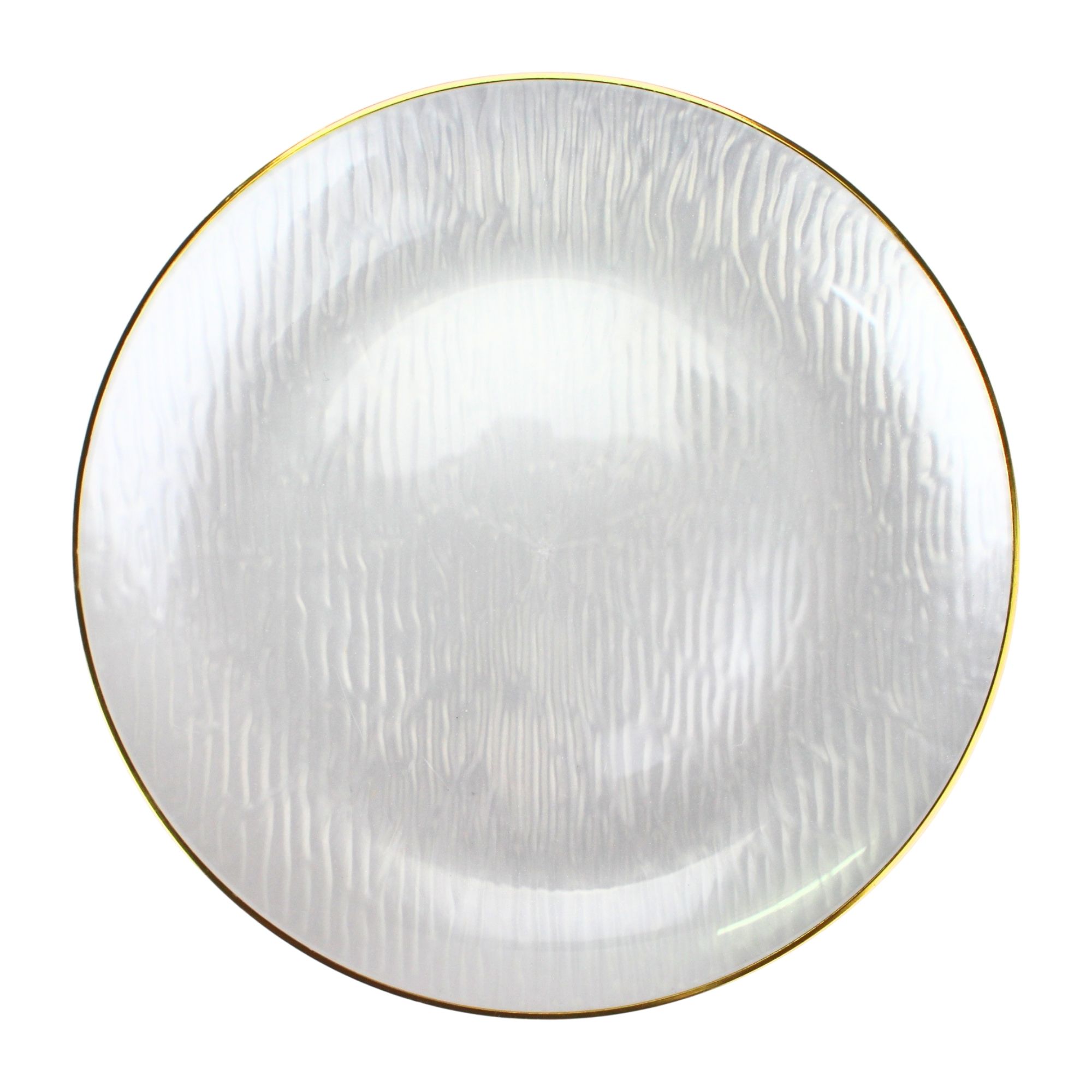 Pearl White Wave With Gold Trim Reusable Plates 18cm (Pack of 10) 