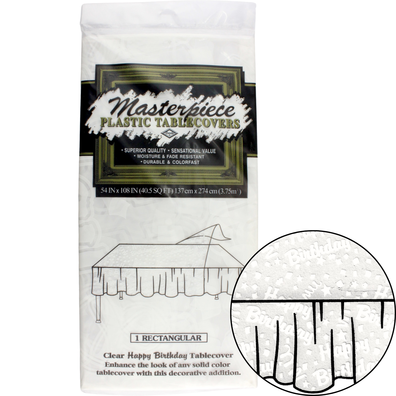 Happy Birthday Clear Plastic Tablecloth 