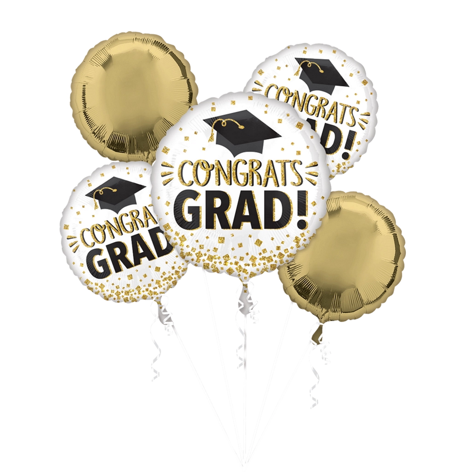 Congrats Grad Round Foil Helium Balloon Bouquet