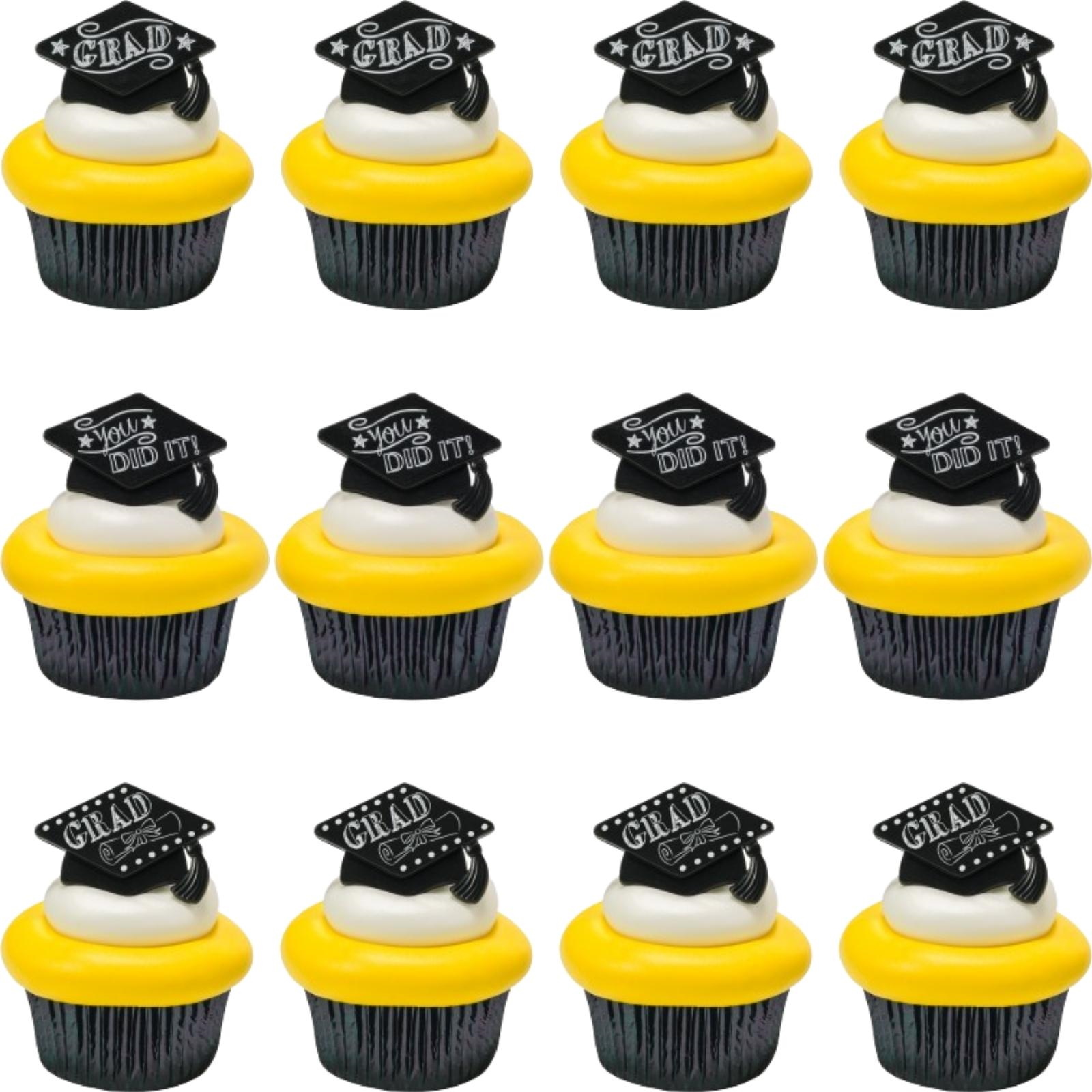 You Did It Grad Cupcake Rings (Pack of 12)