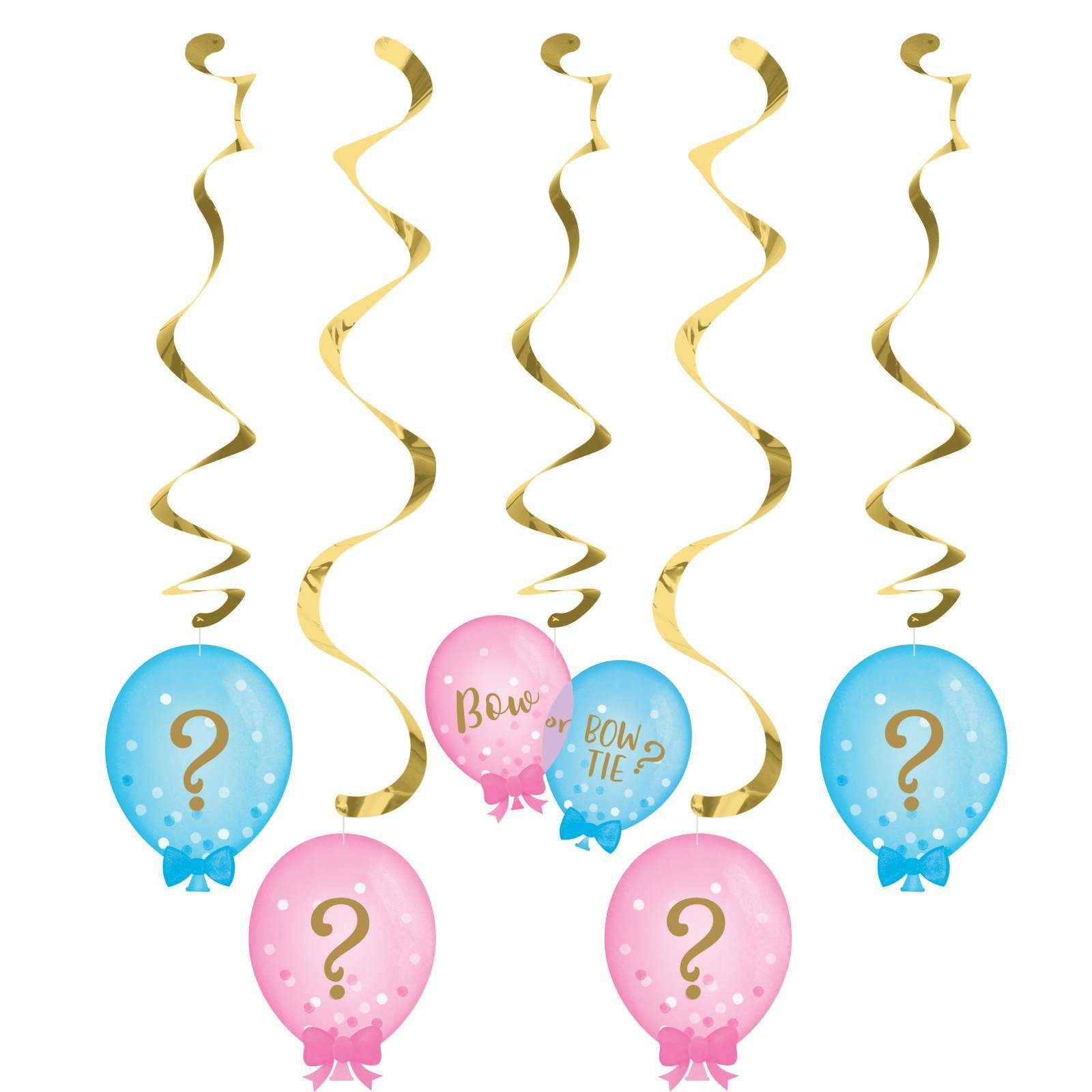 Gender Reveal Balloons Dangling Decorations (Pack of 5)