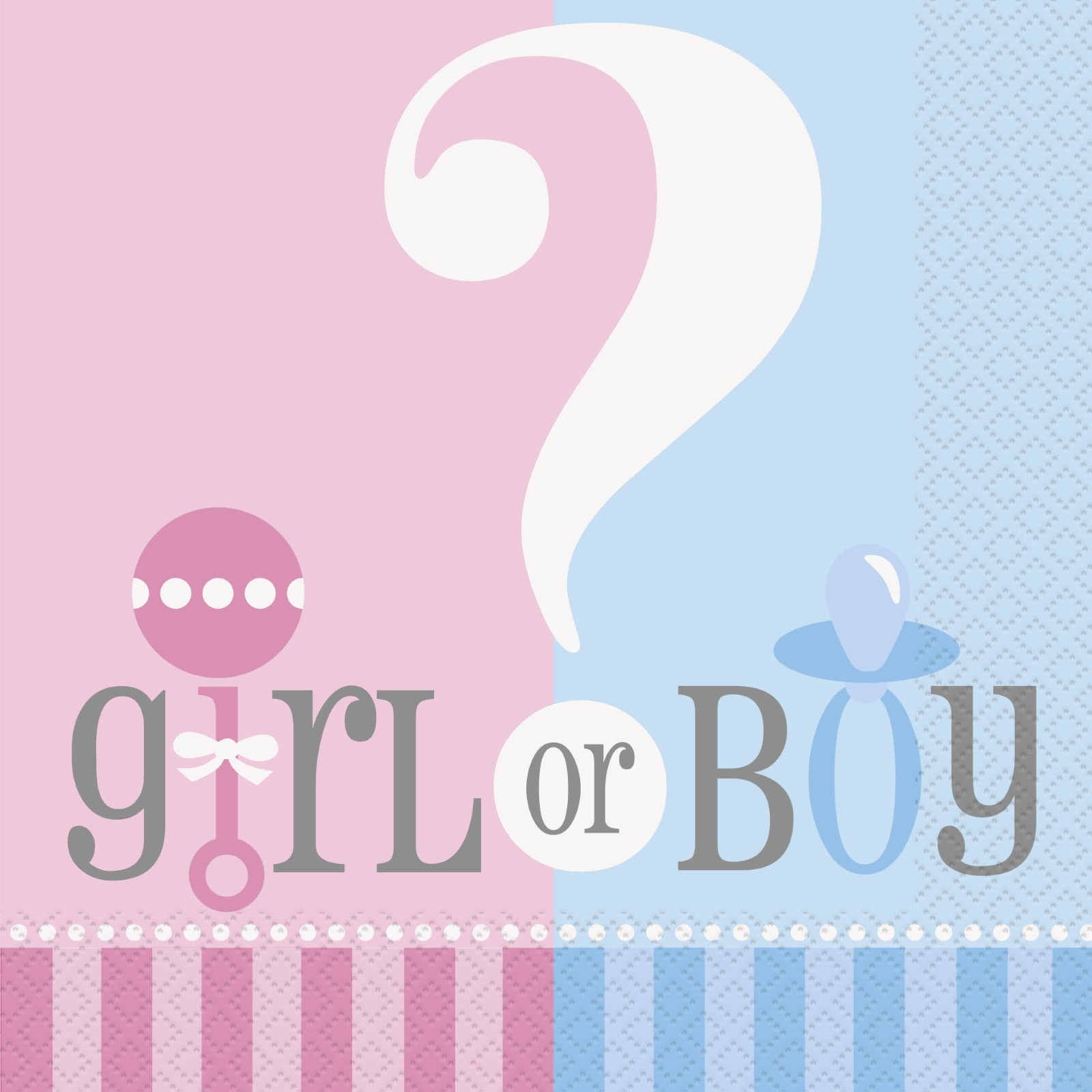 Gender Reveal Baby Shower Large Napkins / Serviettes (Pack of 20)