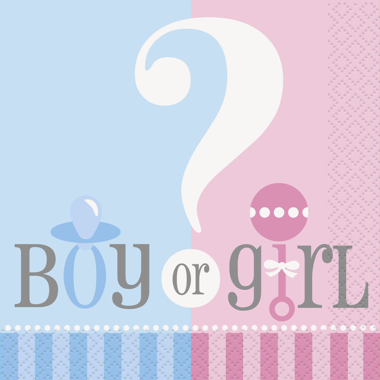 Gender Reveal Baby Shower Small Napkins / Serviettes (Pack of 24)