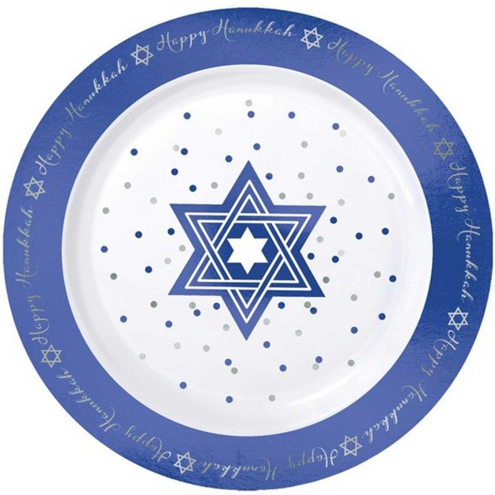 Hanukkah Premium Round Plastic Lunch Plates Pack of 20