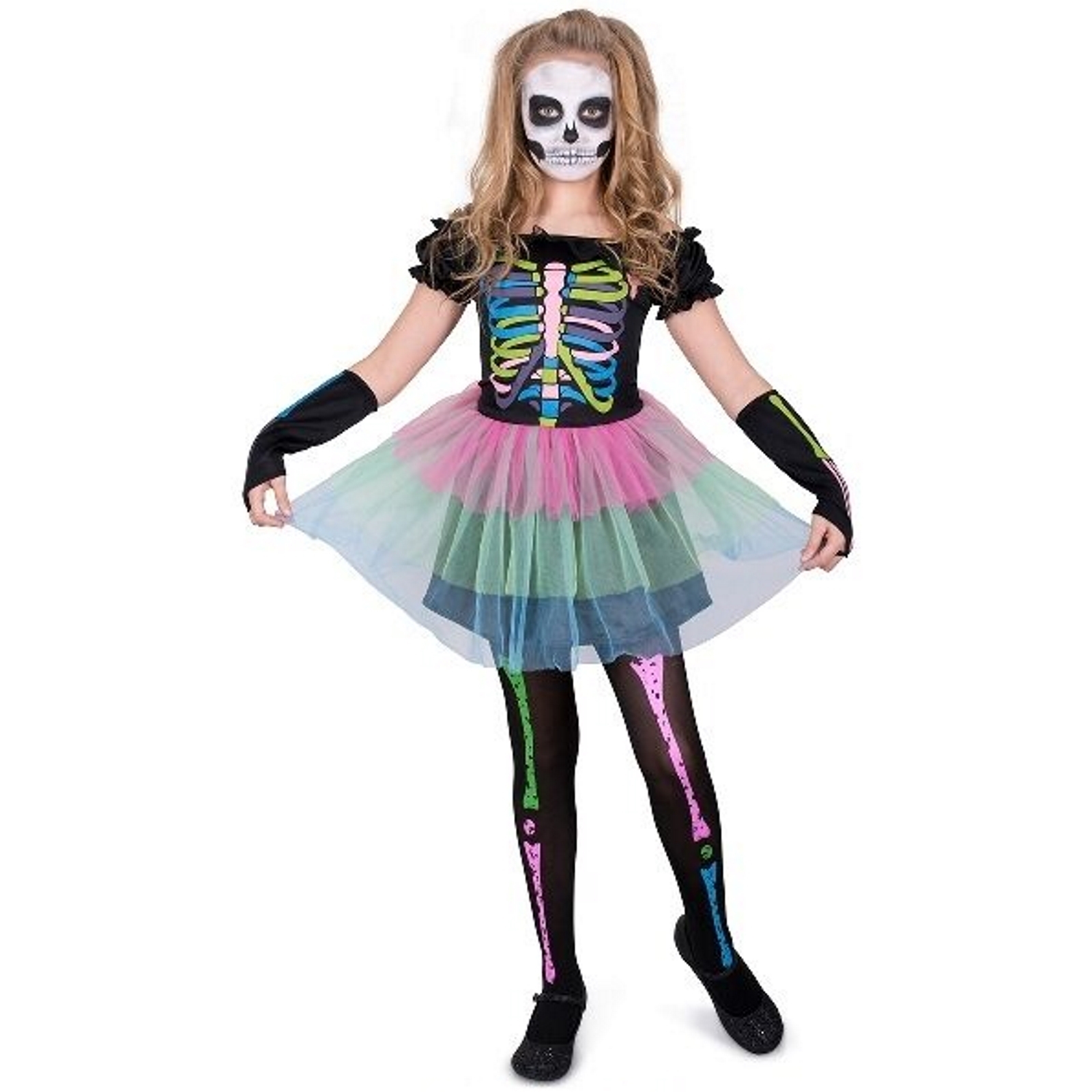 Girls Skeleton Bones Tutu Childs Costume Small