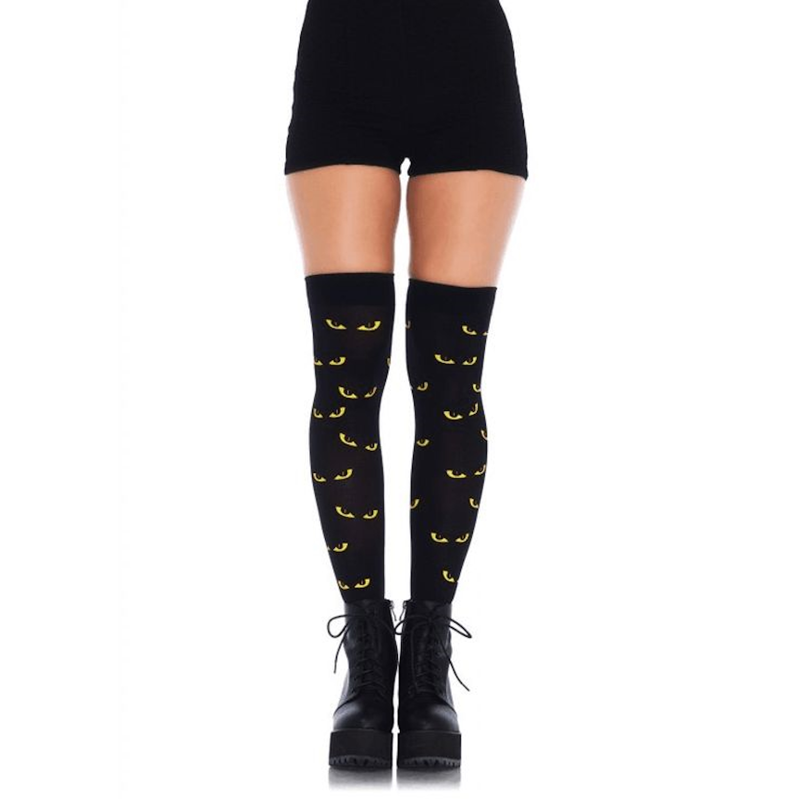 Spooky Eyes Printed Opaque Thigh Highs Adult Costume Accessory
