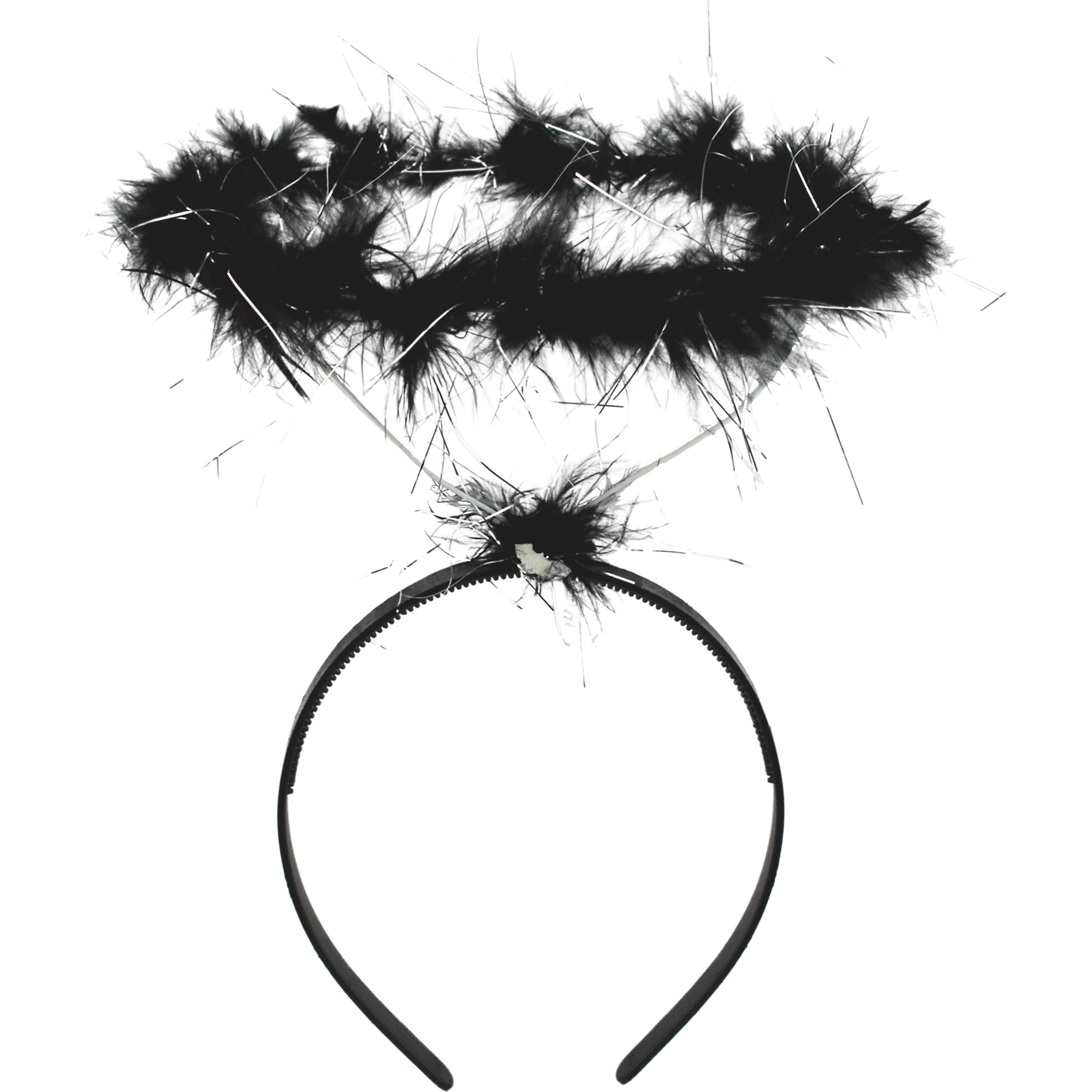 Black Feather and Tinsel Angel Halo Headband 