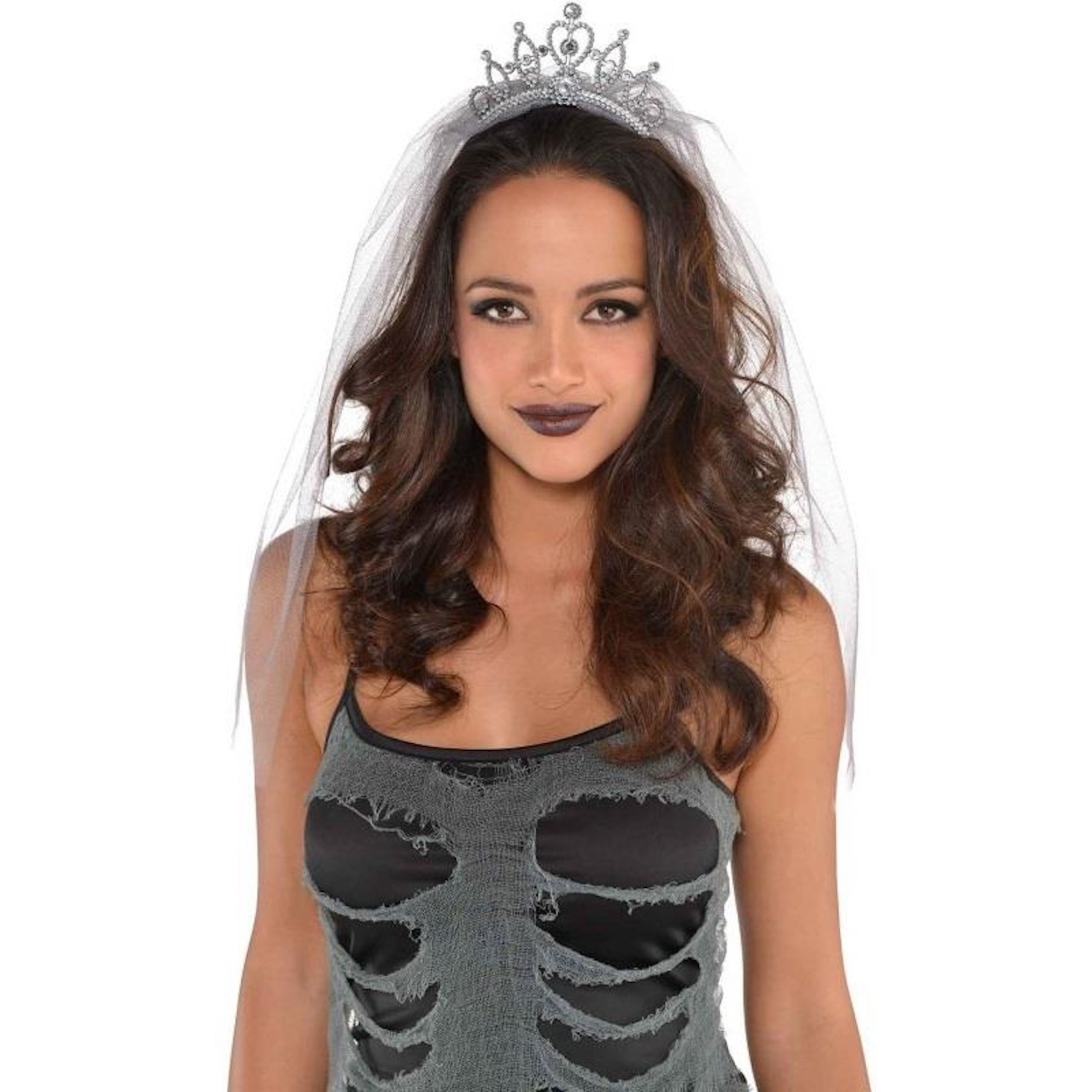 Grey Veiled Tiara Adult Costume Accessory