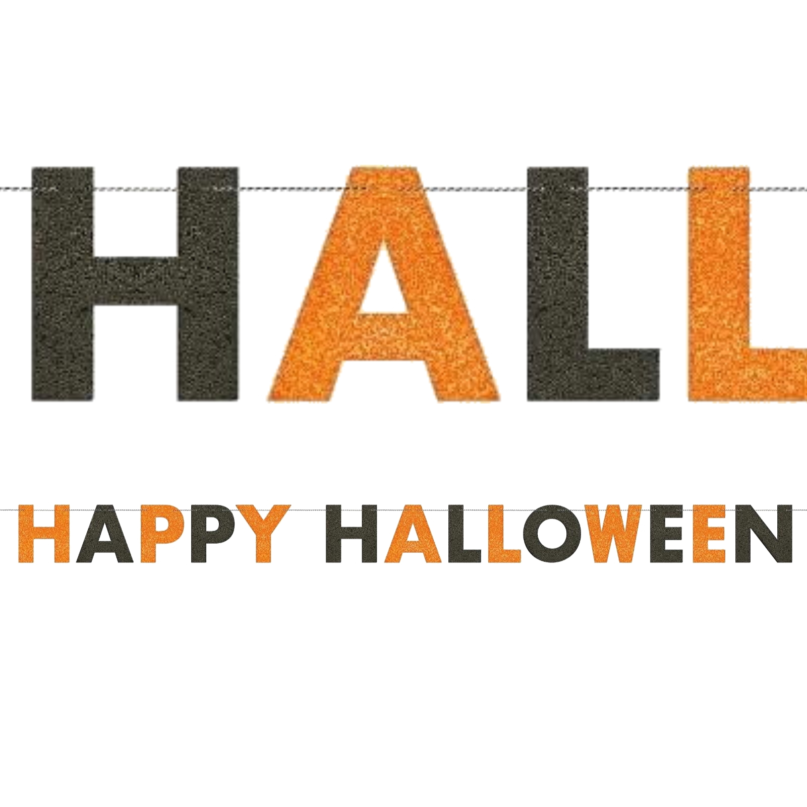 Happy Halloween Orange & Black Glitter Letter Banner