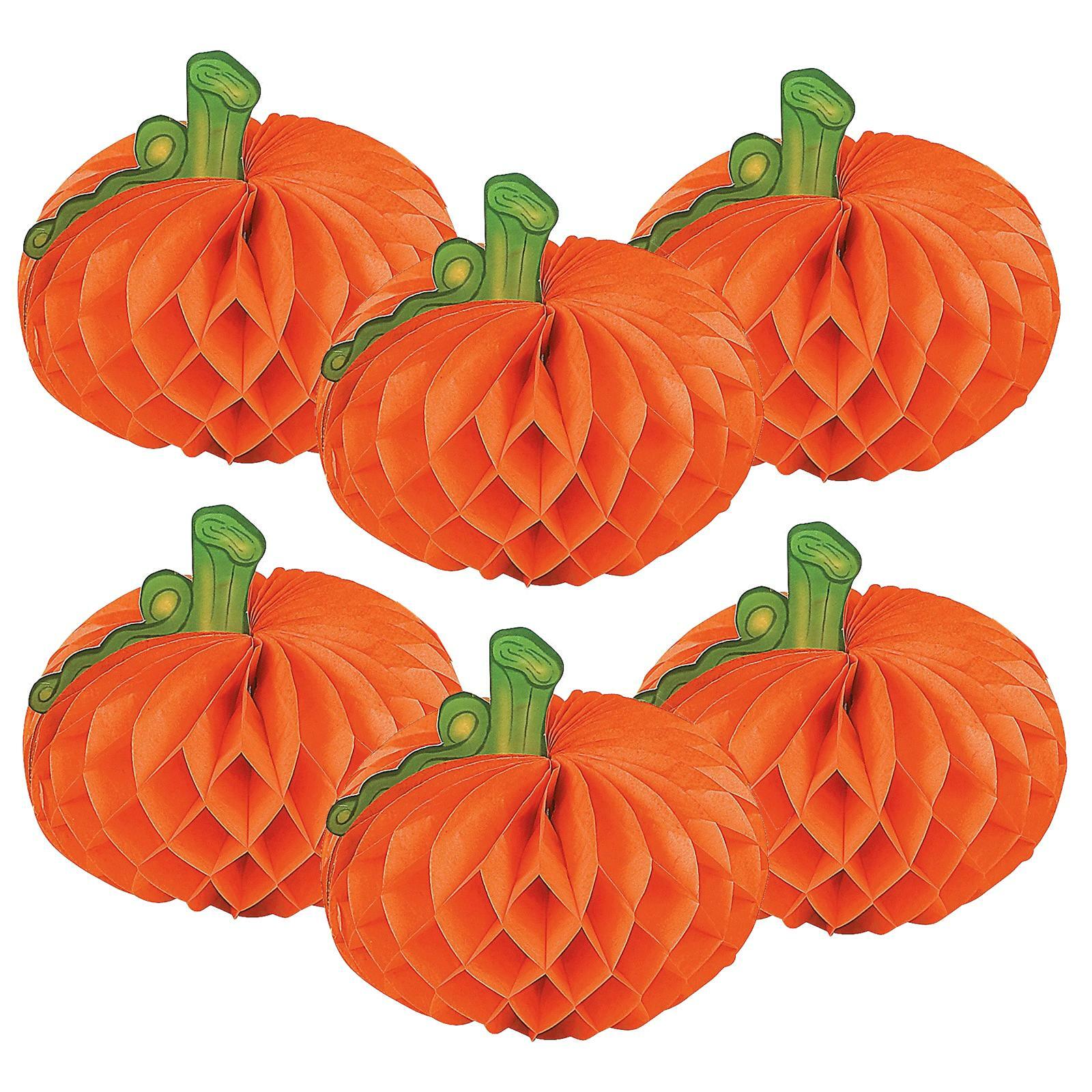 Mini Pumpkin Tissue Decorations (Pack of 6)