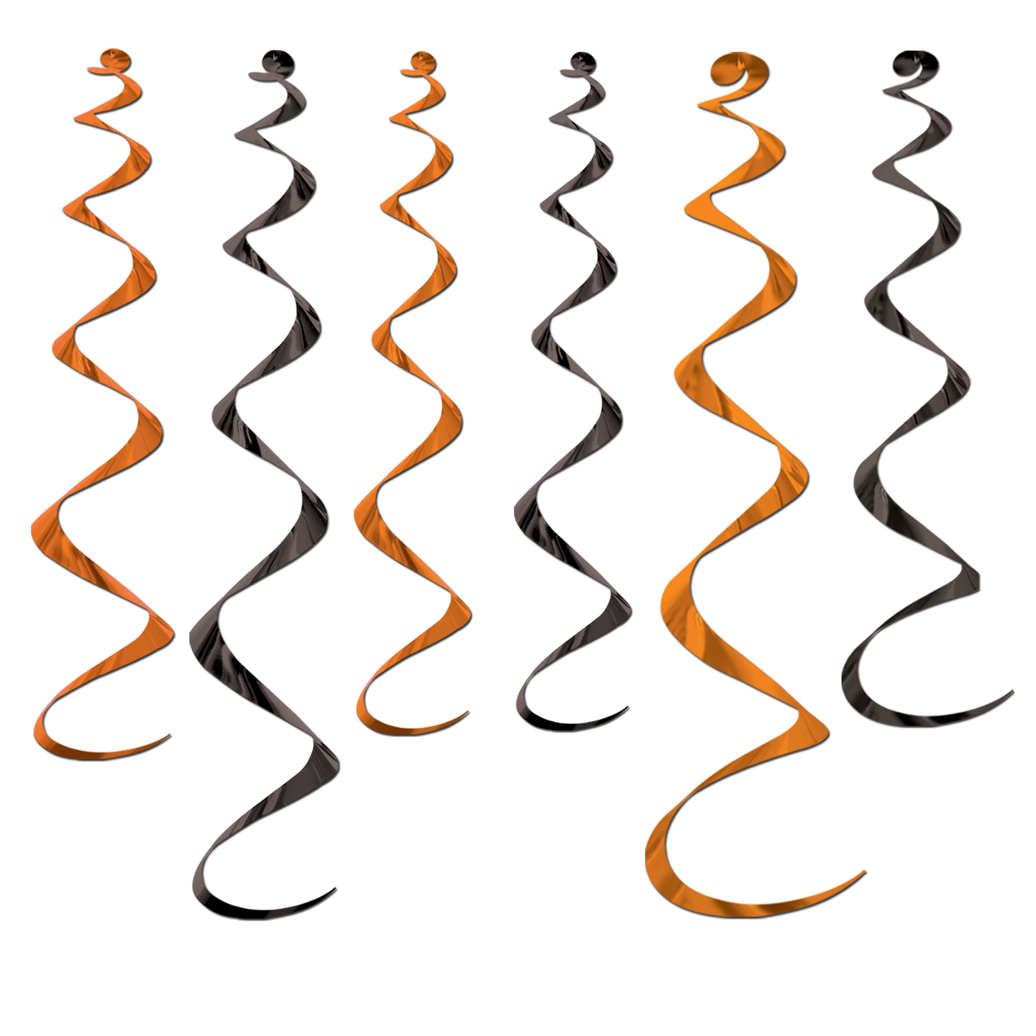 Orange and Black Swirl Decorations (Pack of 6)