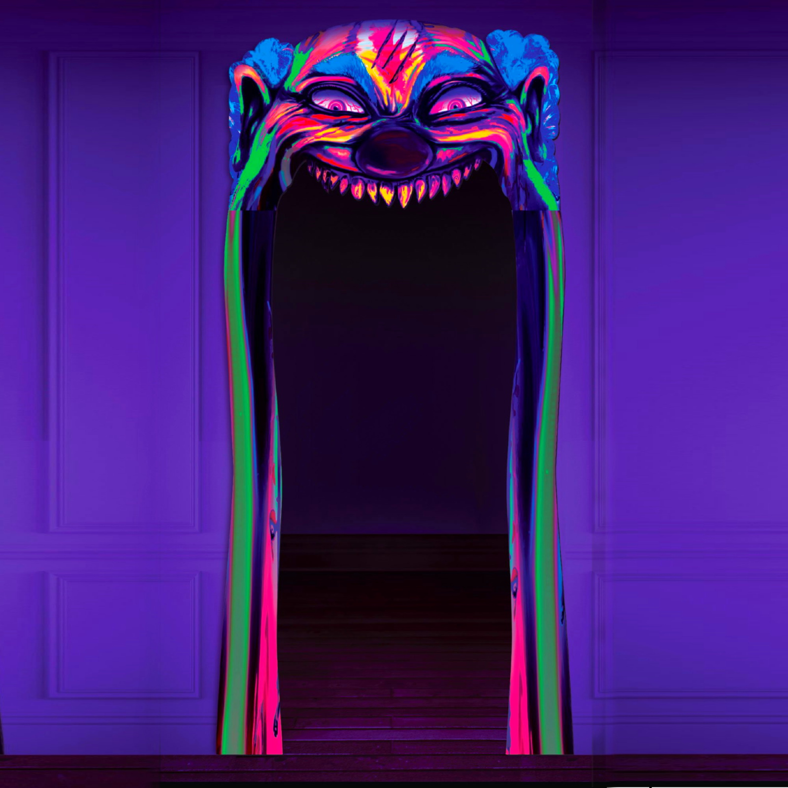 Creepy Carnival Clown UV Glow Door Decoration