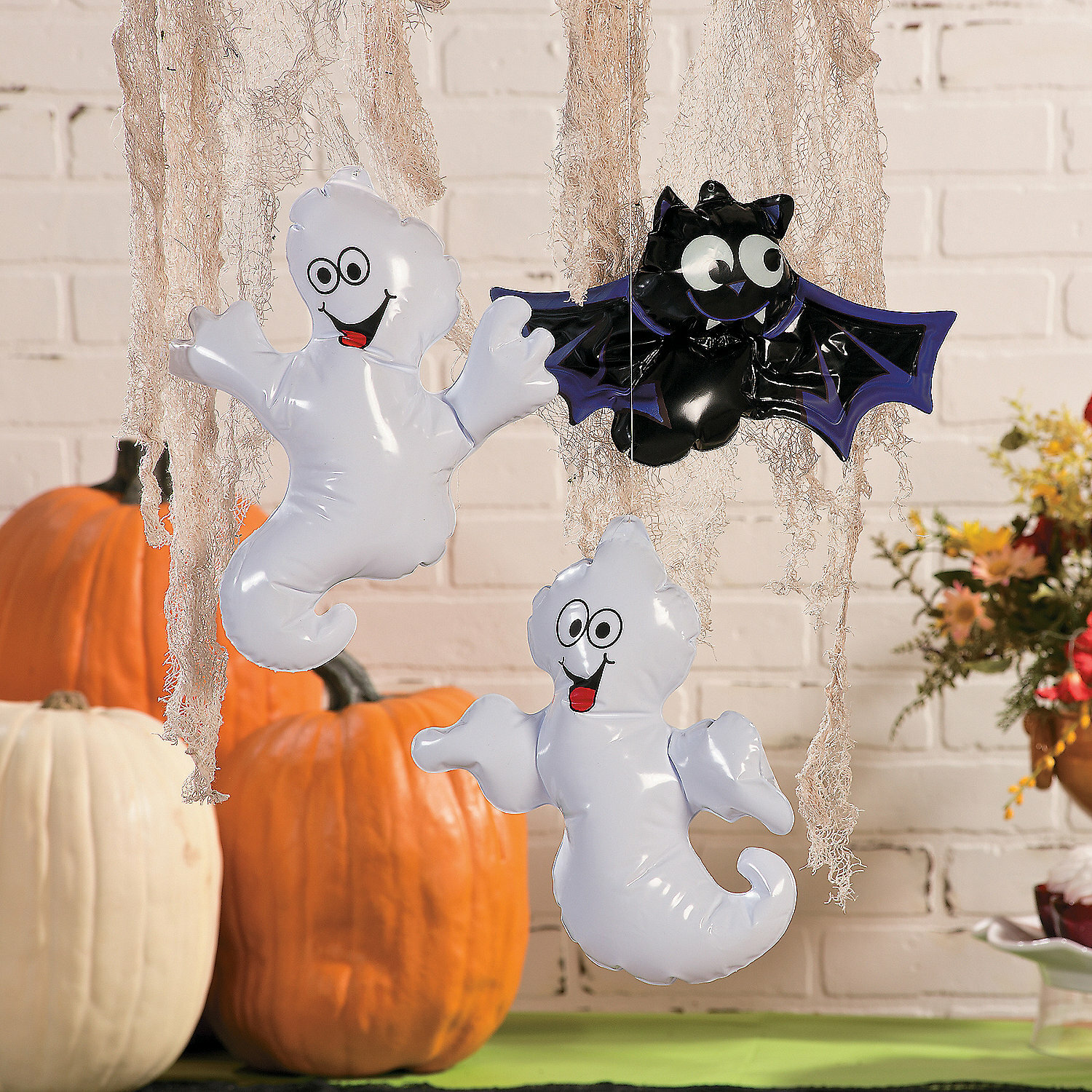 Inflatable Ghosts and Bat (Set of 3)