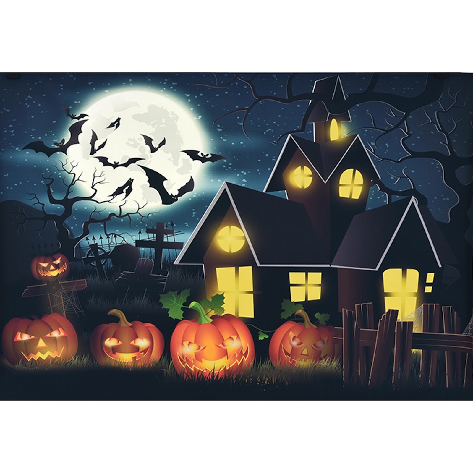 Halloween Haunted House Large Fabric Wall Backdrop