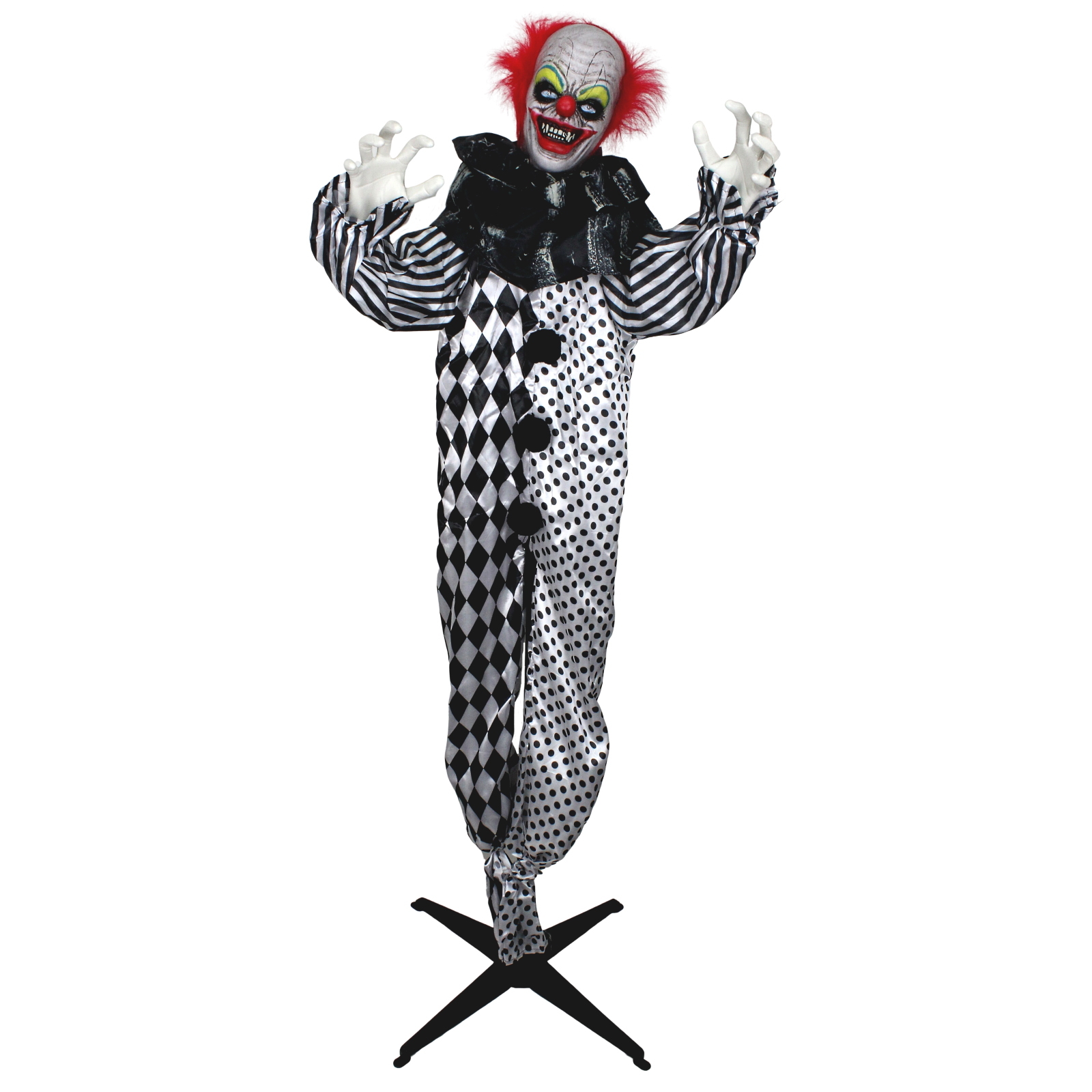 Animated Harlequin Creepy Clown on Stand 166cm