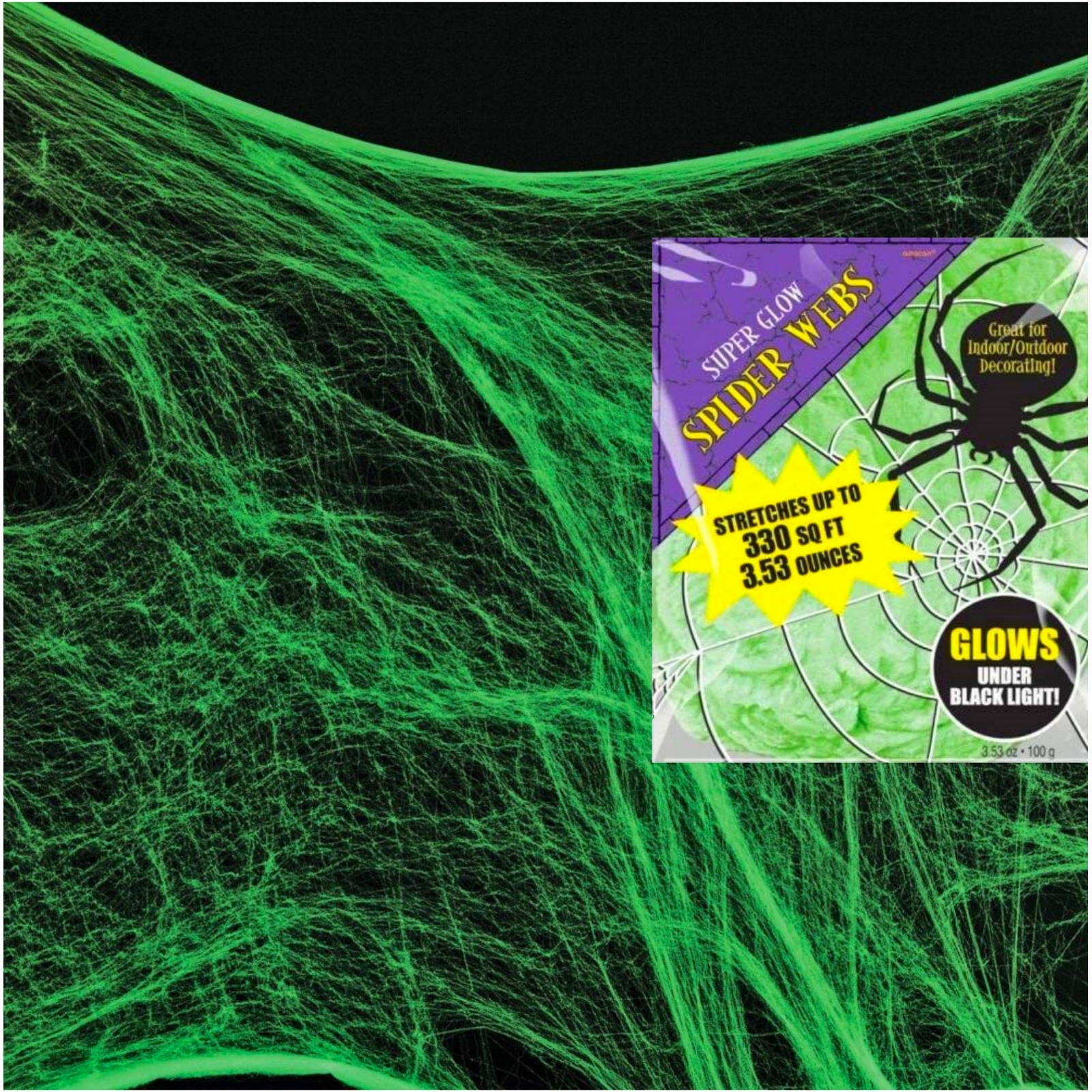 Stretchy Green Glowing Spider Web Decoration