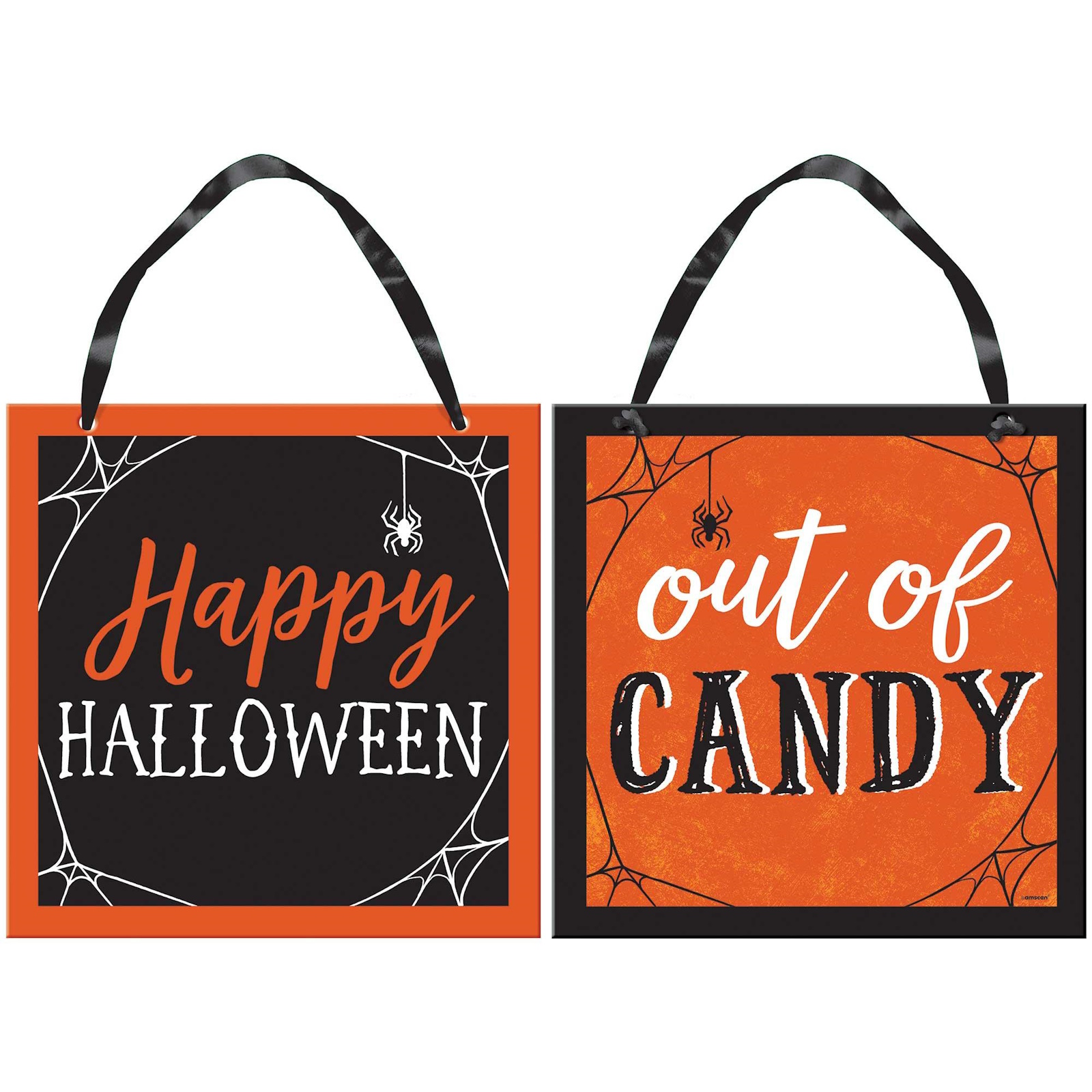Halloween Classic Orange & Black Candy Reversible Wooden Sign