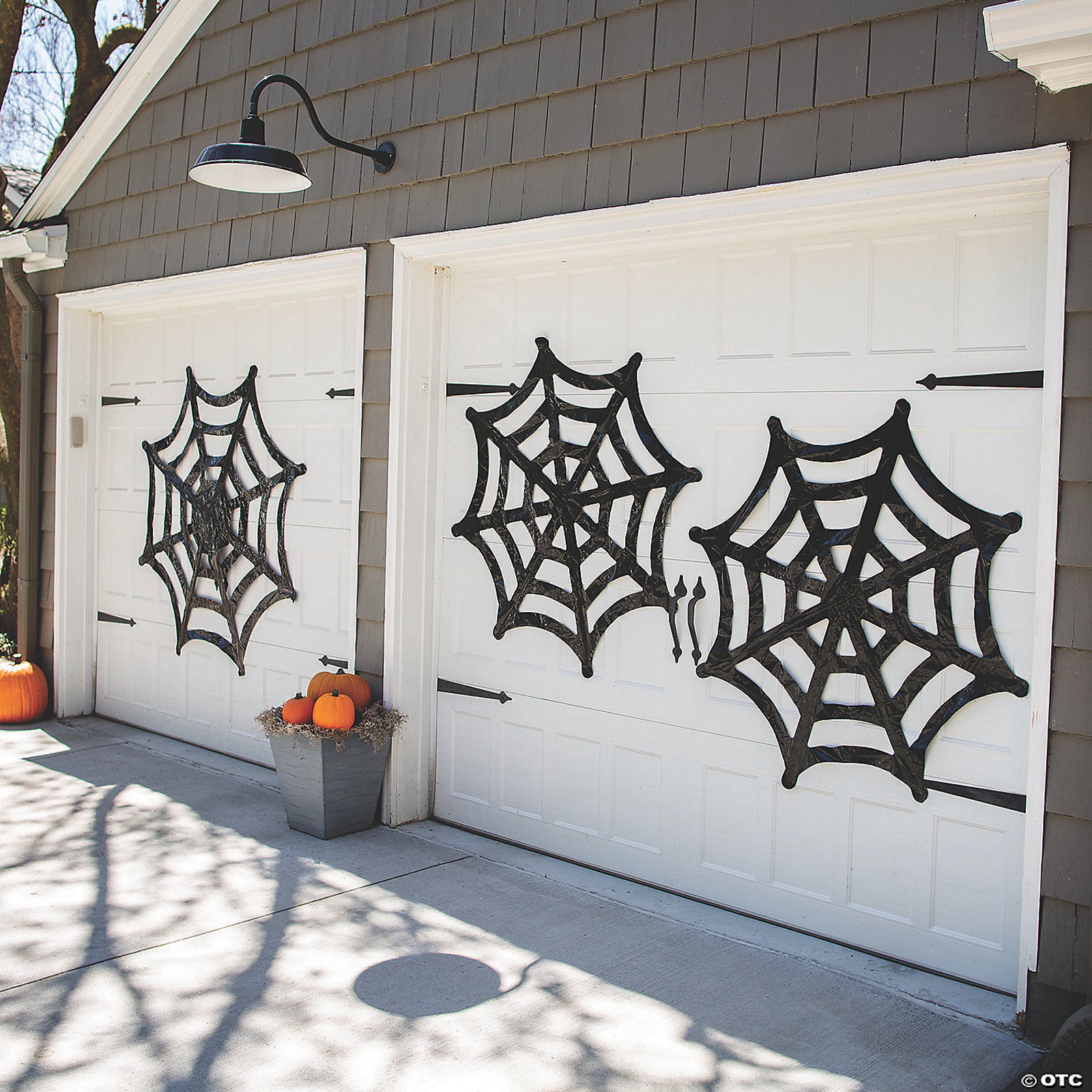 Giant Black Plastic Spider Web Wall Decorations (Pack of 3)