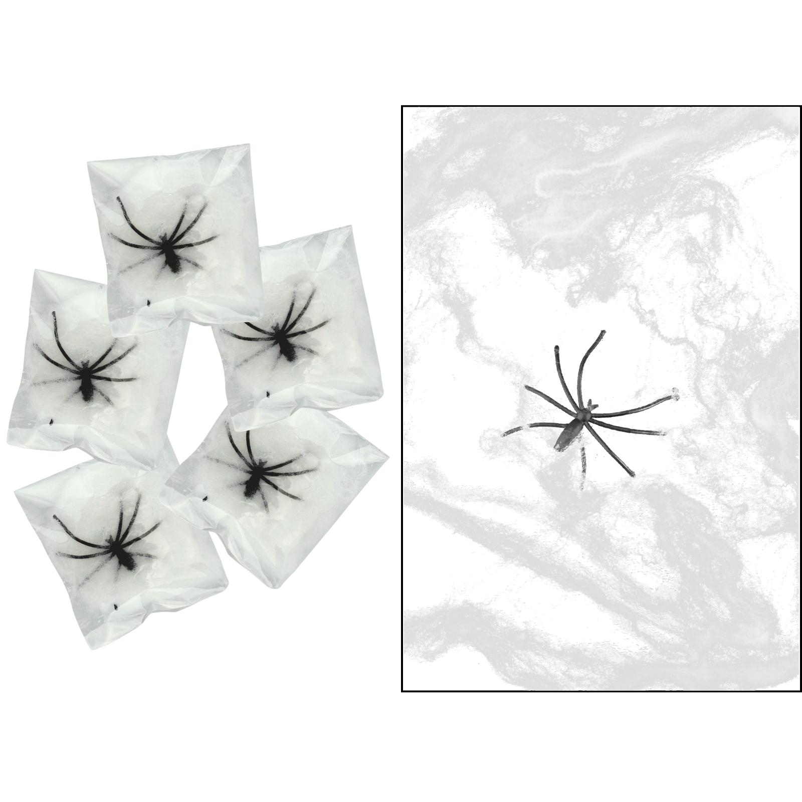 Mini White Stretchy Spider Web Decorations (Pack of 12)