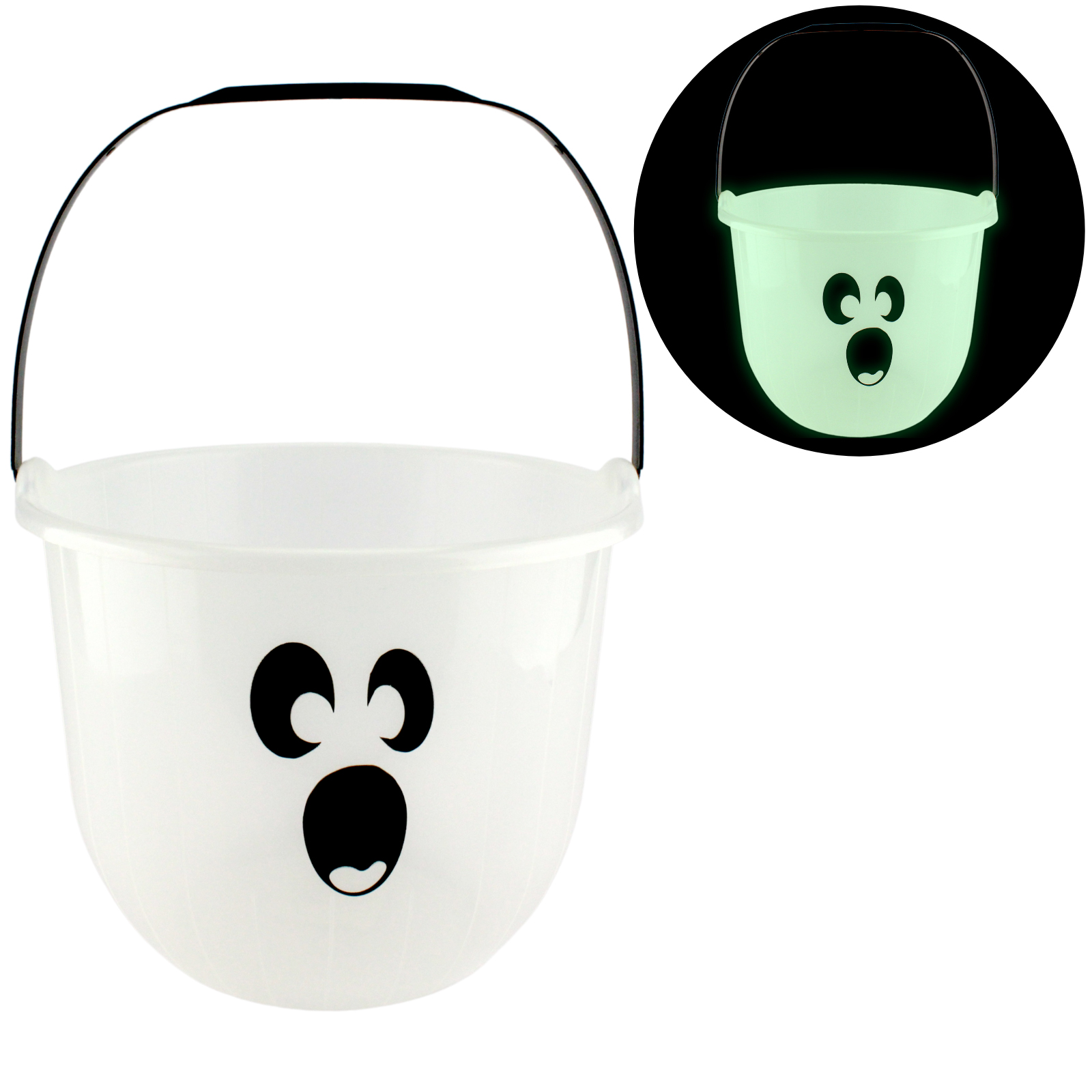 Green Glowing Ghost Trick or Treat Bucket