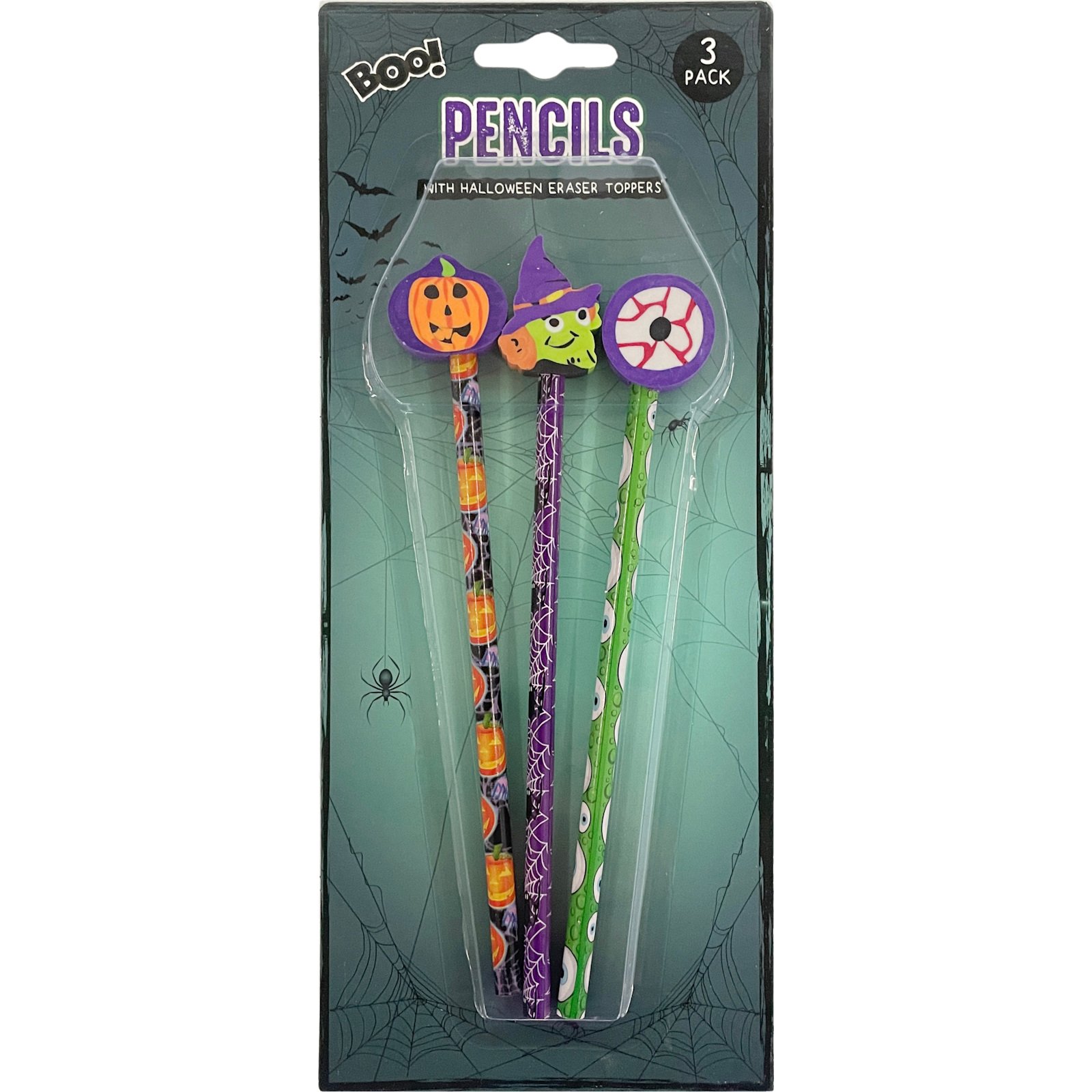 Halloween Character Pencils and Erasers (Pack of 3)