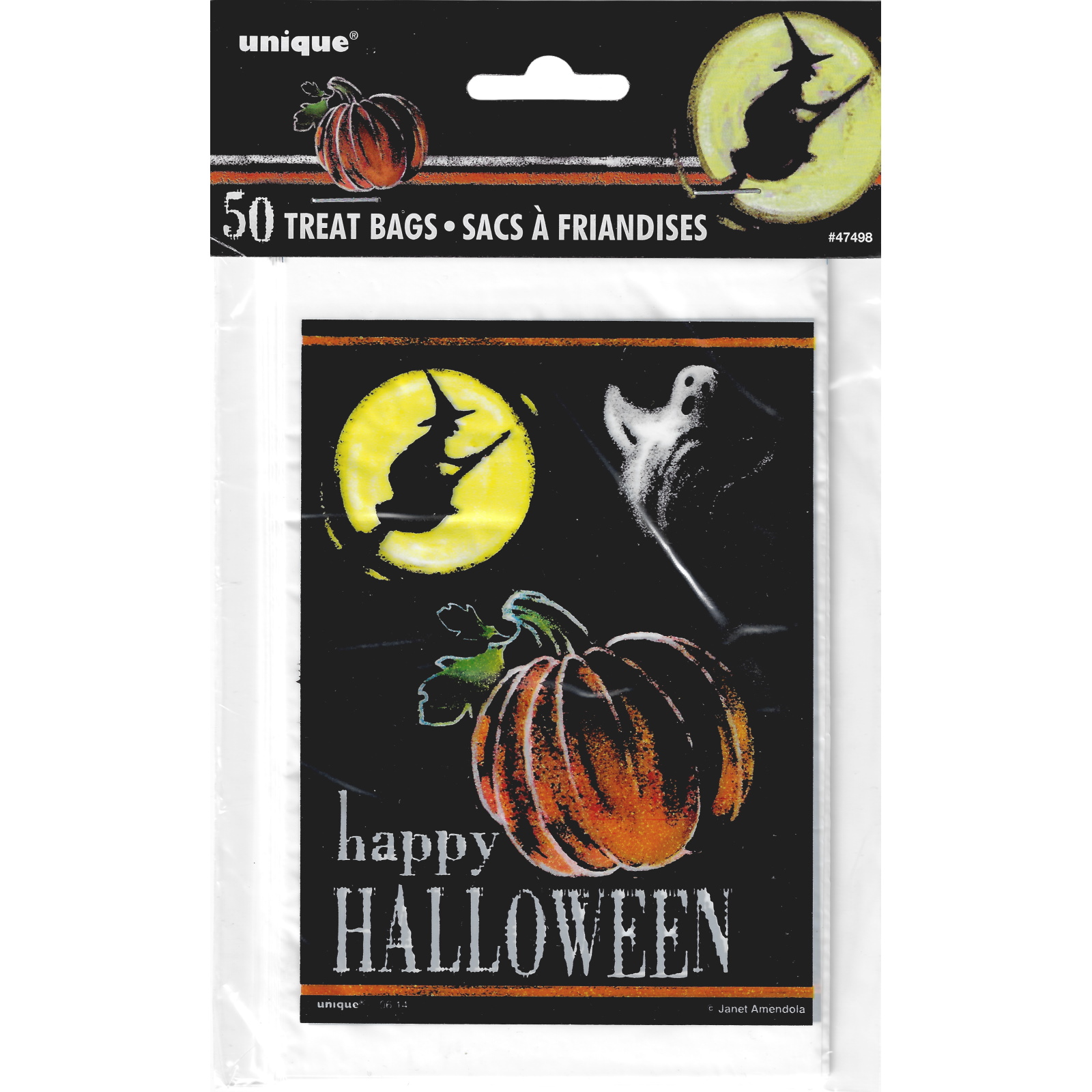 Ghostly Halloween Mini Plastic Treat Bags (Pack of 50)