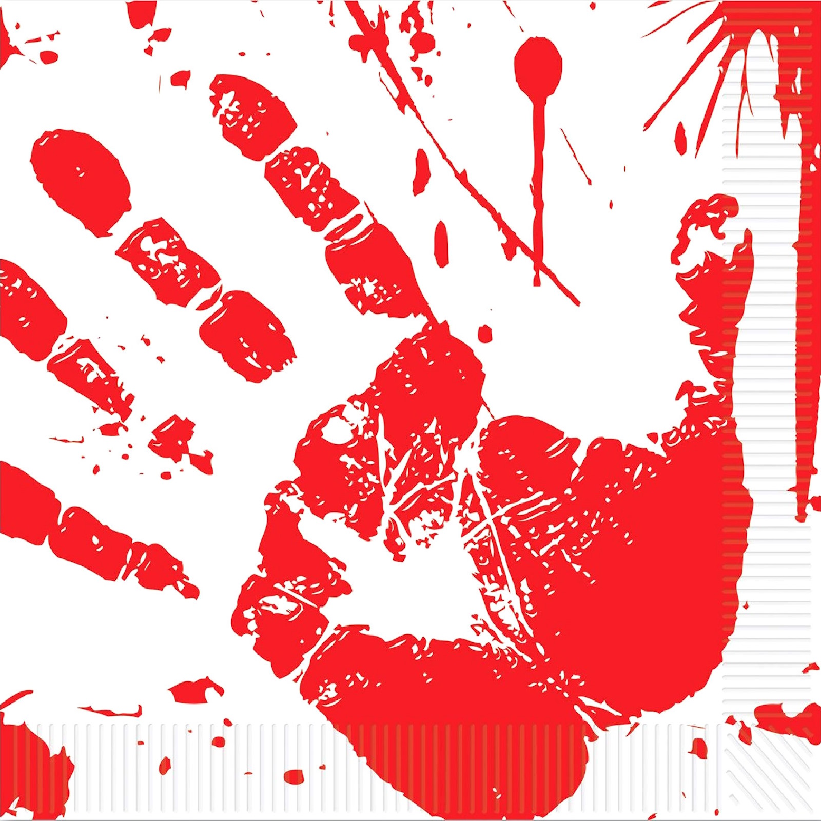 Bloody Hand Print Large Napkins / Serviettes (Pack of 16) 