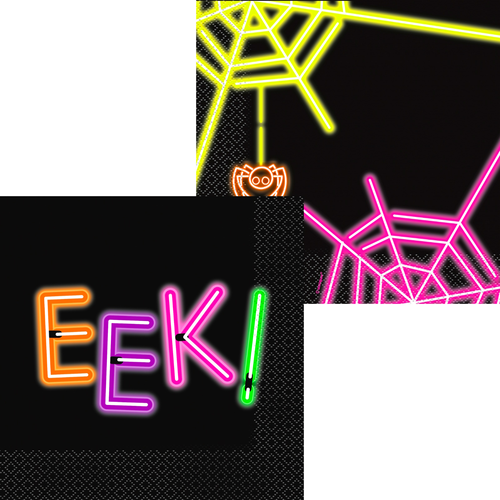 Halloween Neon Lights Large Paper Napkins / Serviettes (Pack of 16)