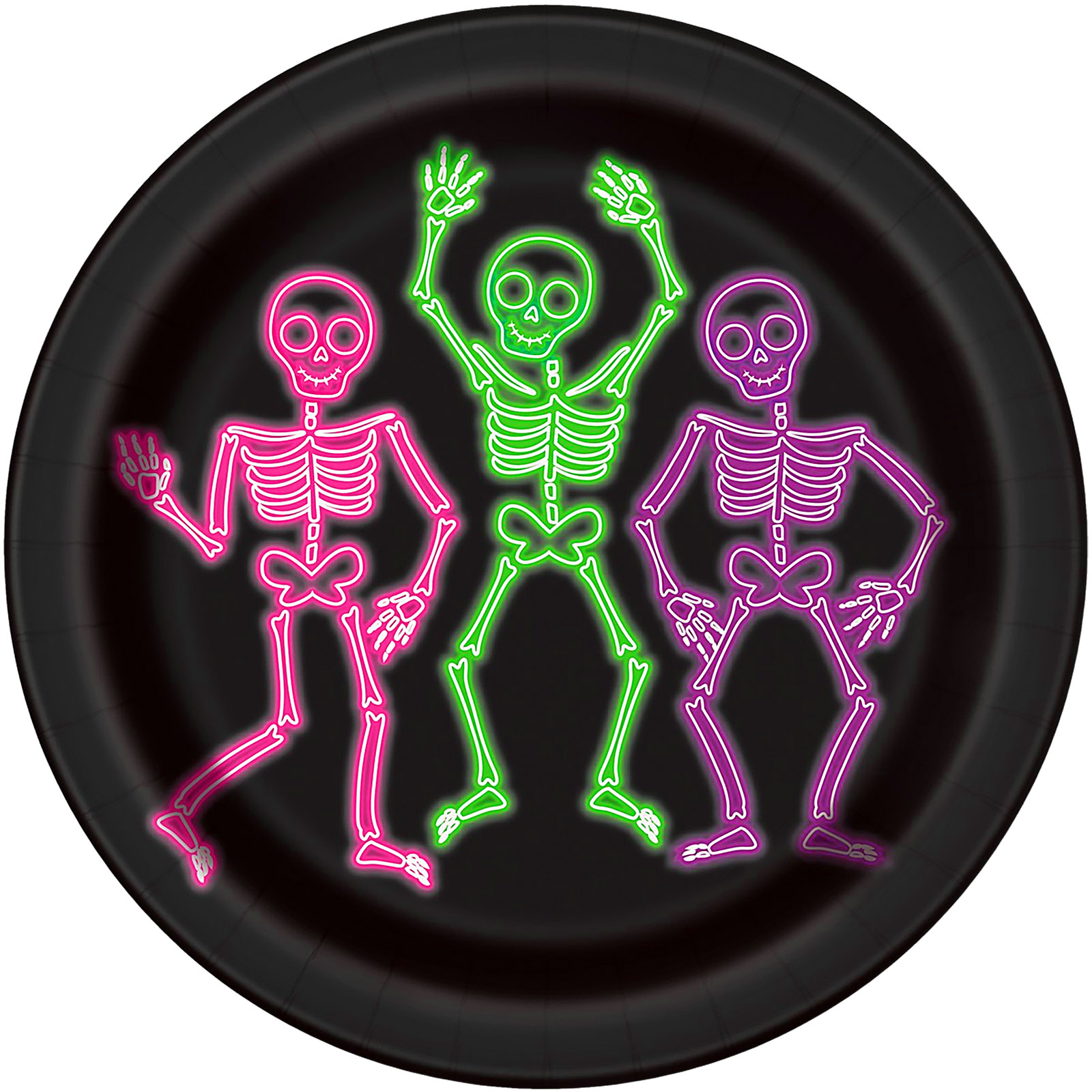 Halloween Neon Lights Large Paper Plates (Pack of 8) 