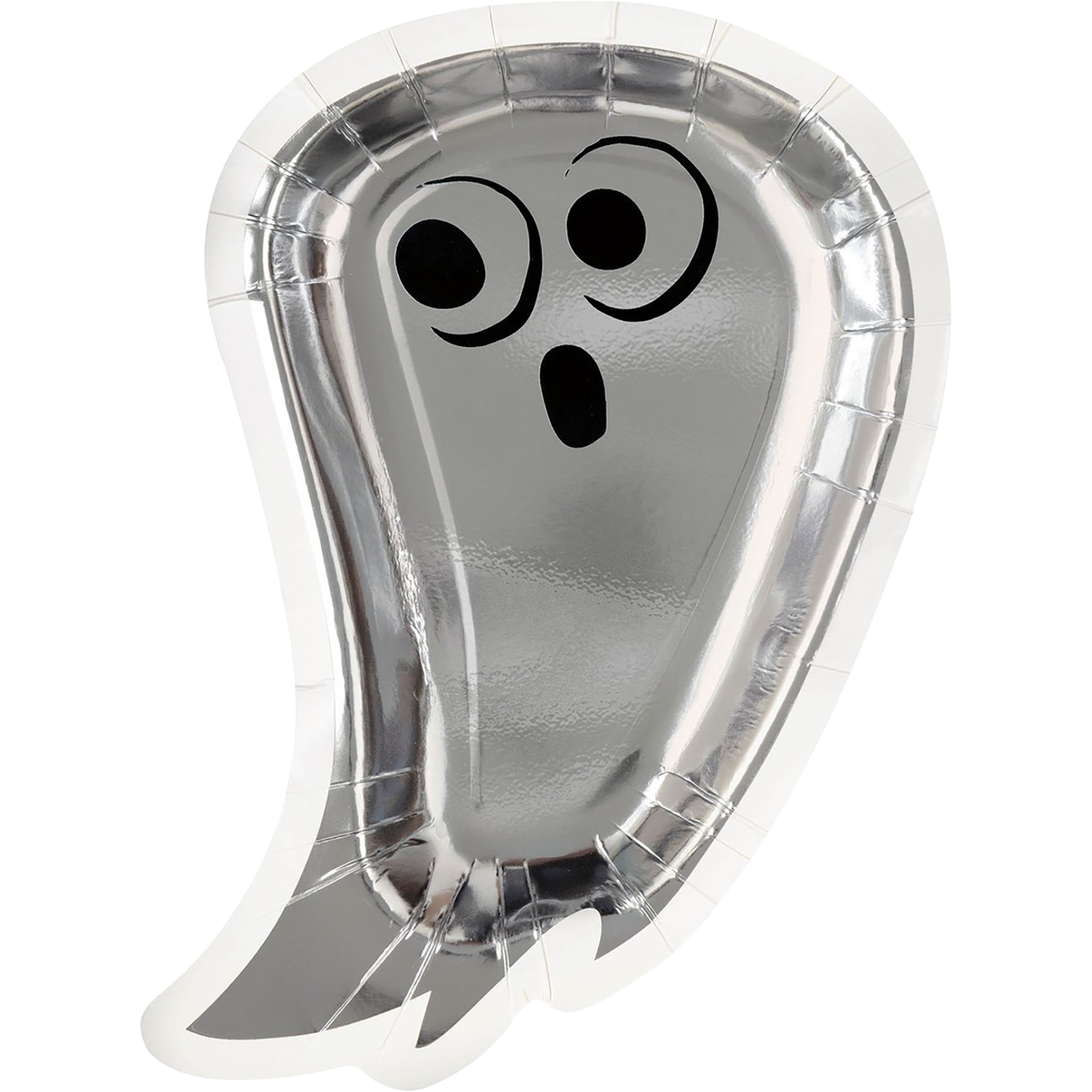 Bats &amp; Boos Silver Ghost Paper Plates (Pack of 8)