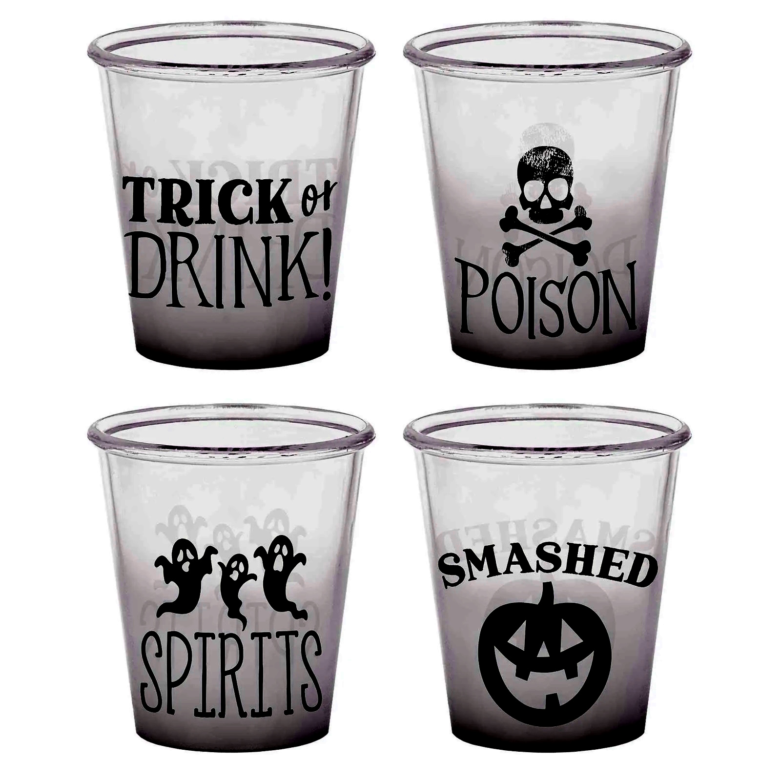 Pack of 4 Halloween Spooky Plastic Shot Glasses