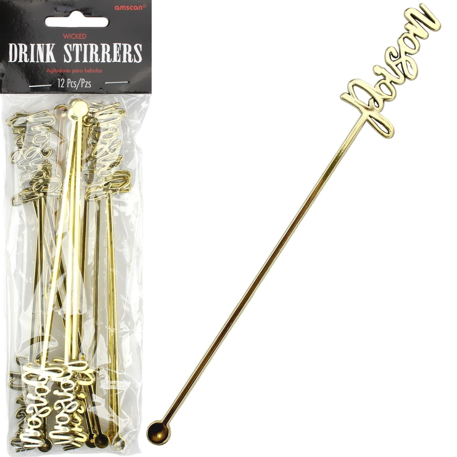 Gold Poison Drink Stirrers (Pack of 12)