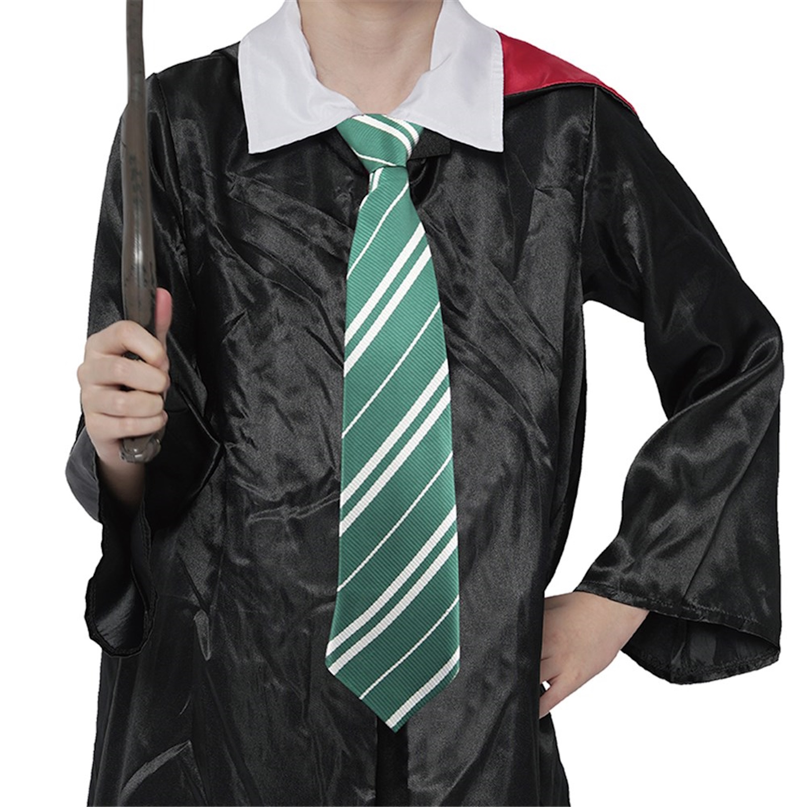 Wizard Green and White Elastic Tie