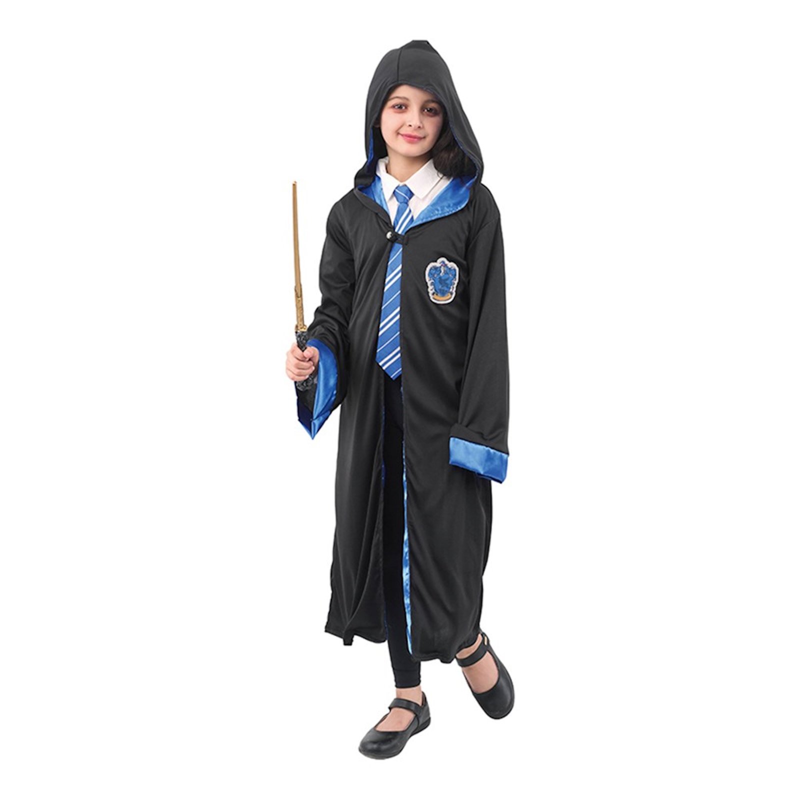 Blue Hooded Wizard Cape Kids Costume 