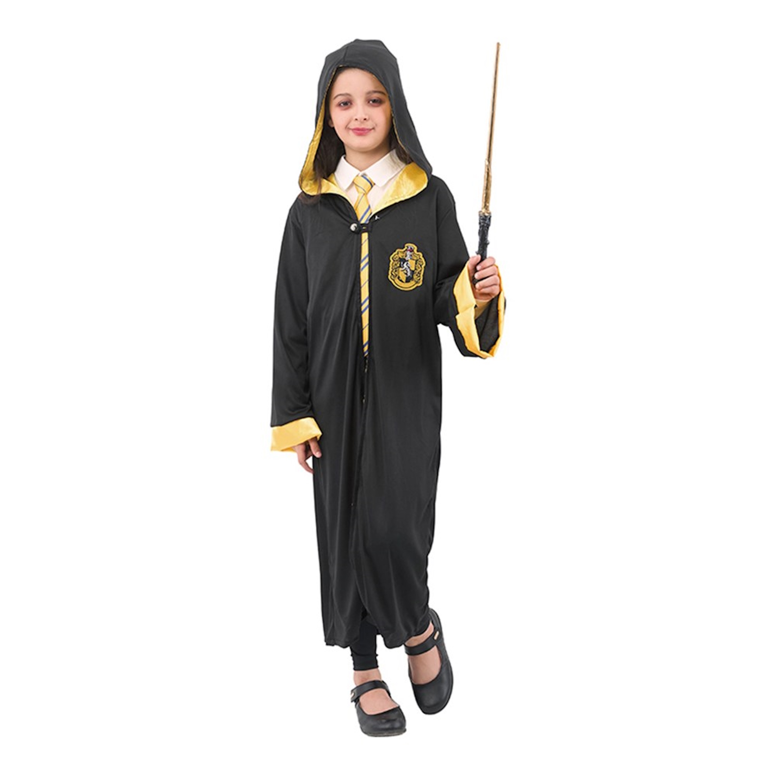 Yellow Hooded Wizard Cape Kids Costume 