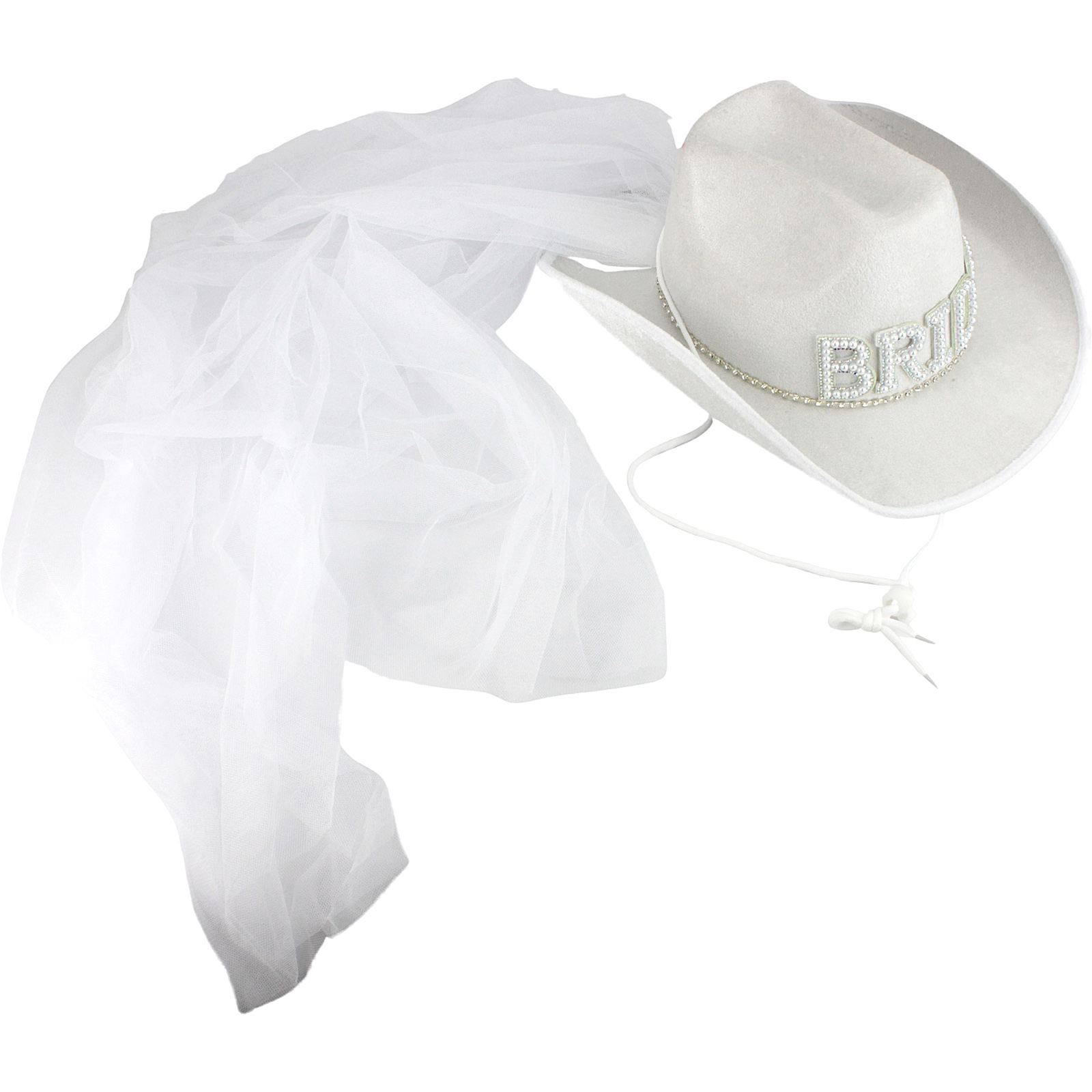 Bride Rhinestone Jewelled Cowboy Hat with Veil