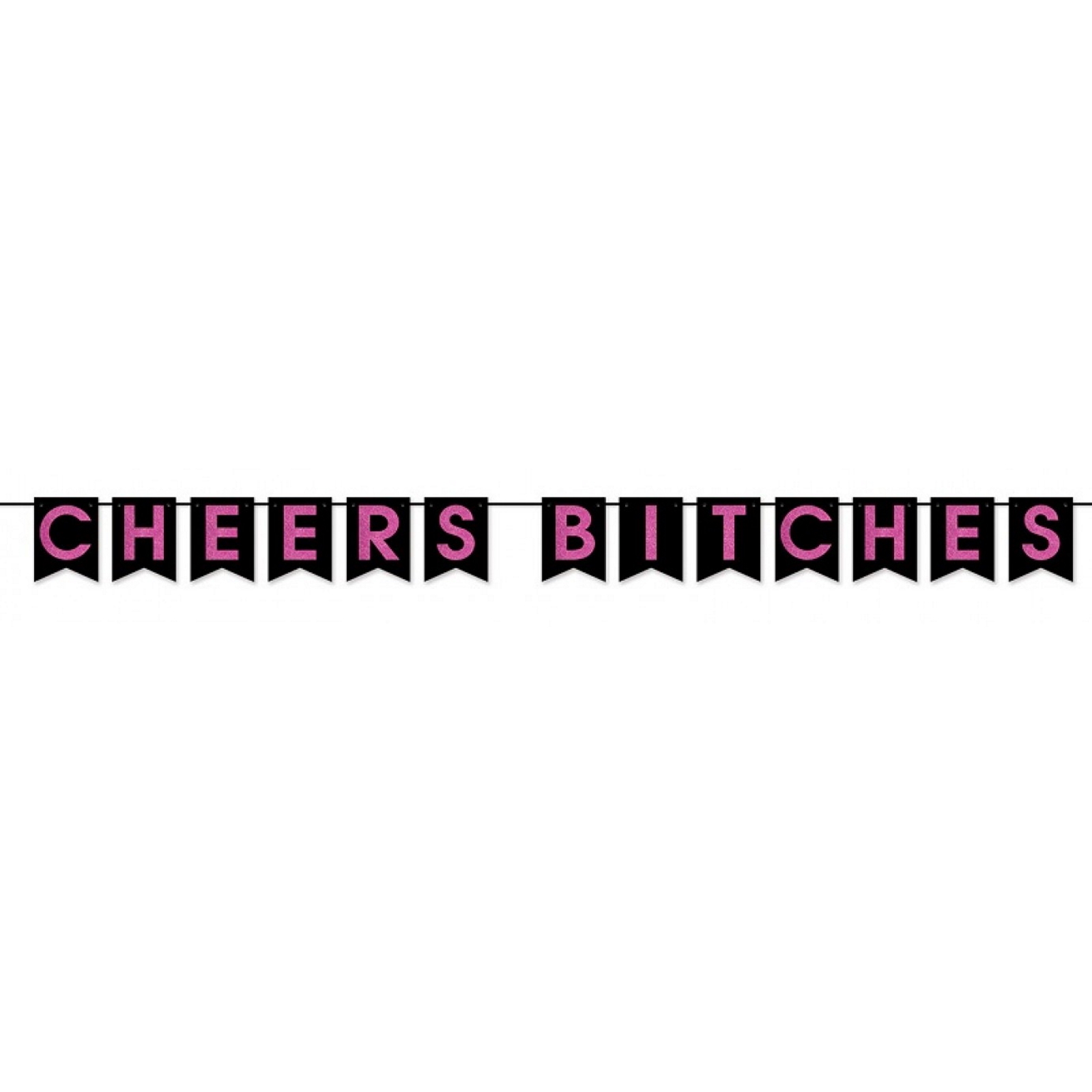 Cheers Bitches Black & Pink Pennant Banner 