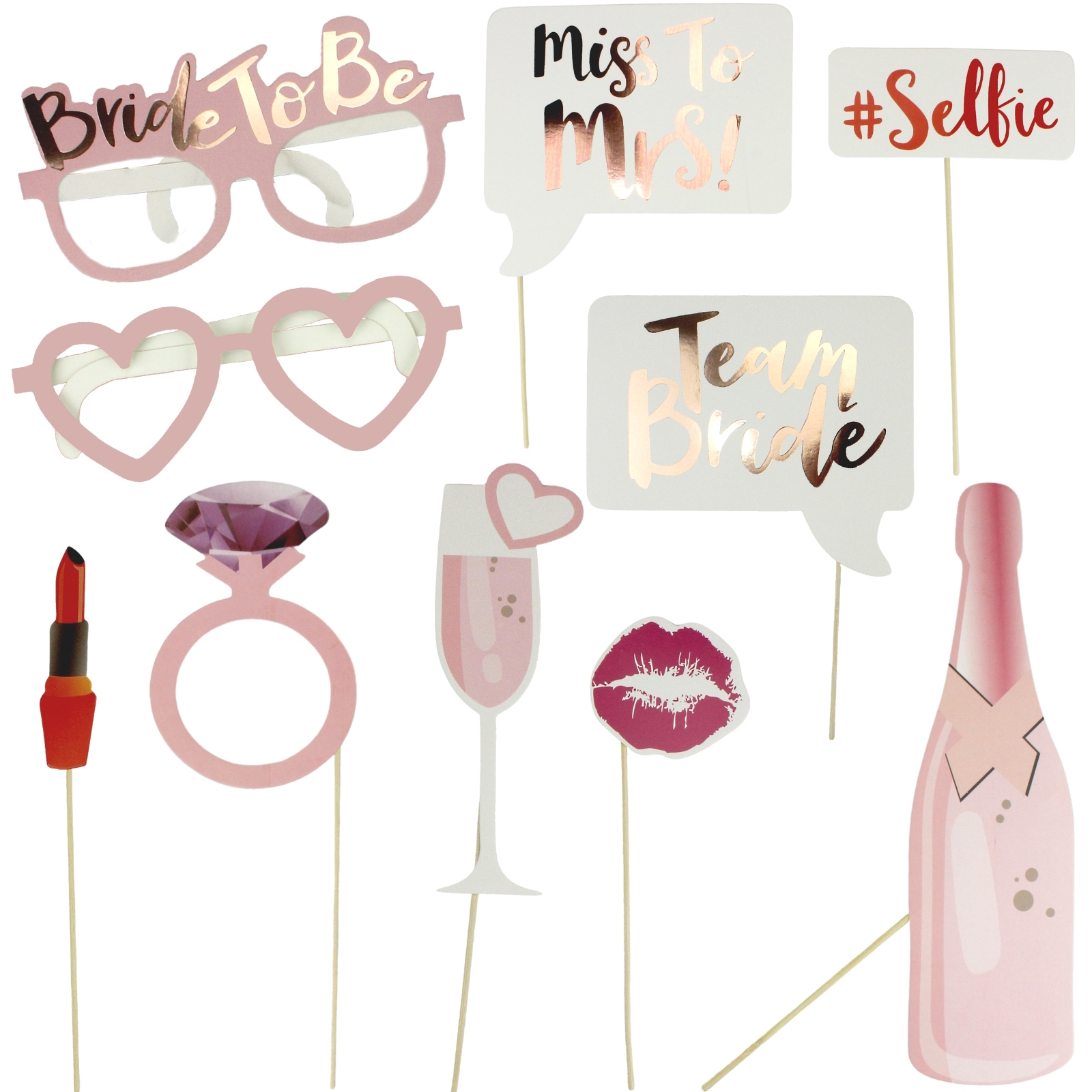 Miss to Mrs Photo Booth Props (Set of 10)