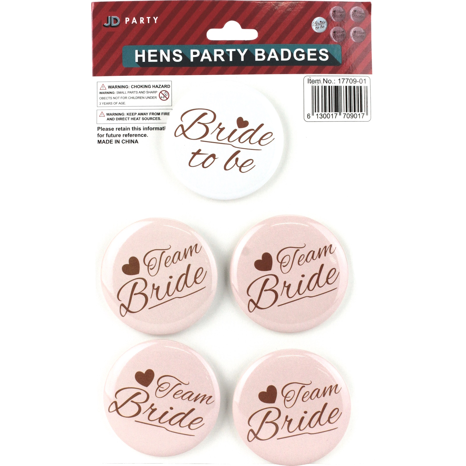 Team Bride Hens Party Badges (Pack of 5)